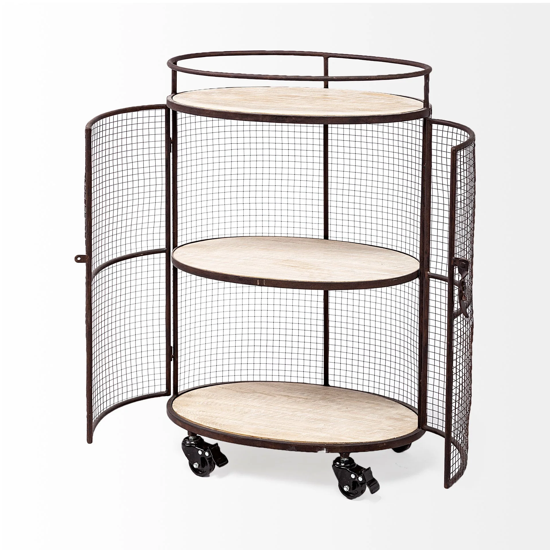 Cylindrical Matte Black Metal Bar Cart By Homeroots - Image 4