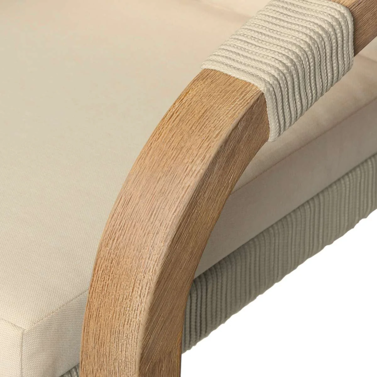 Cypress Outdoor Patio Chair in Blonde Eucalyptus Wood and Light Gray Rope with Ivory Olefin Cushions By Armen Living - Image 7