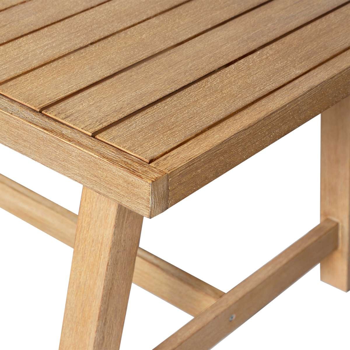 Cypress Outdoor Patio Dining Table in Blonde Eucalyptus Wood By Armen Living - Image 6