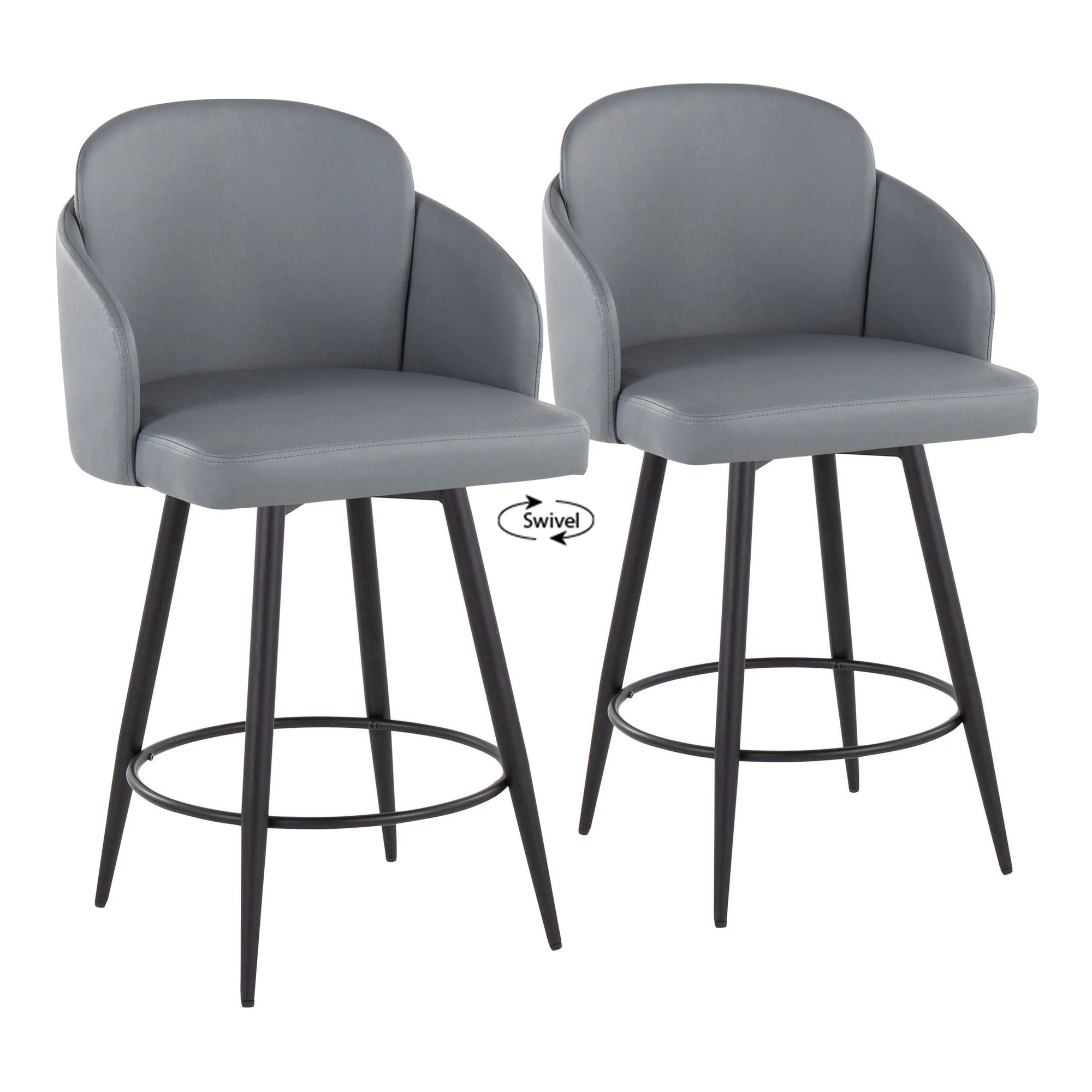 Dahlia 26" Fixed-Height Counter Stool - Set of 2 Black By LumiSource - B26-DAHLIAPU-55ZQ2 BKBK2 - Image 15