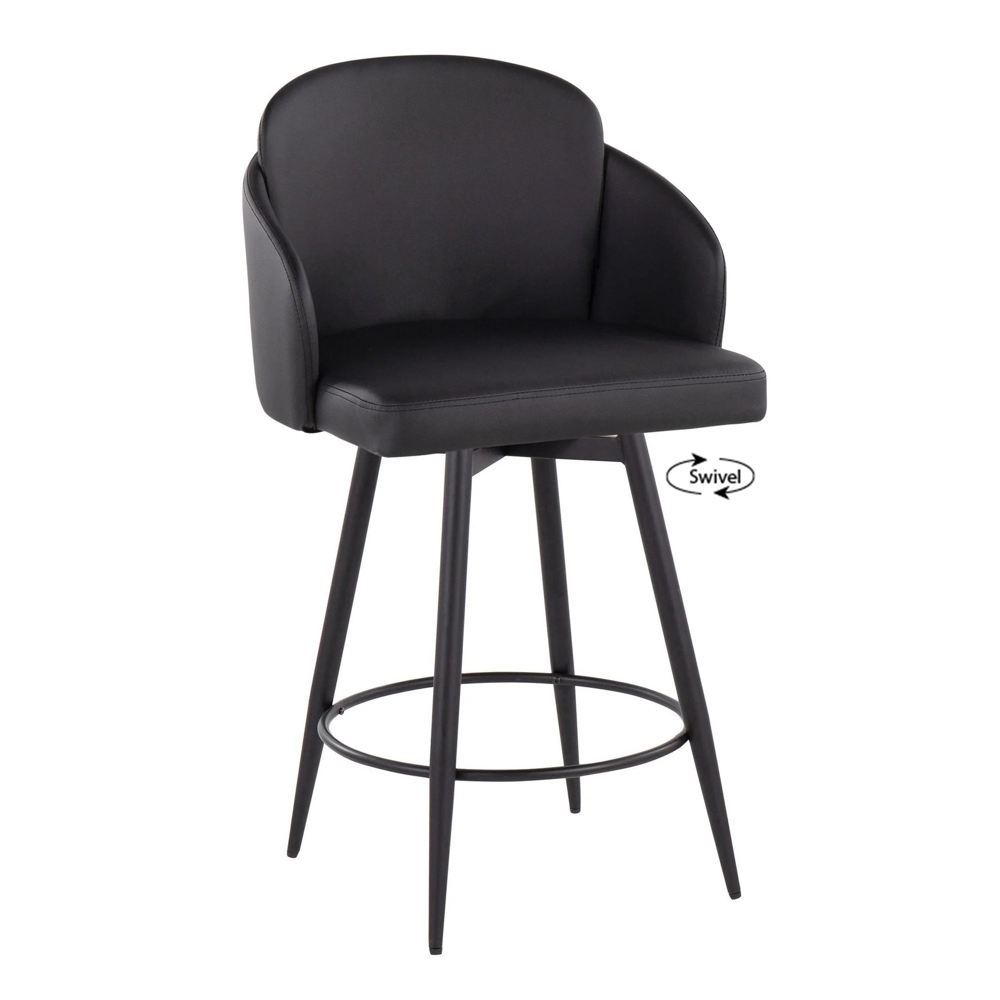 Dahlia 26" Fixed-Height Counter Stool - Set of 2 Black By LumiSource - B26-DAHLIAPU-55ZQ2 BKBK2 - Image 4