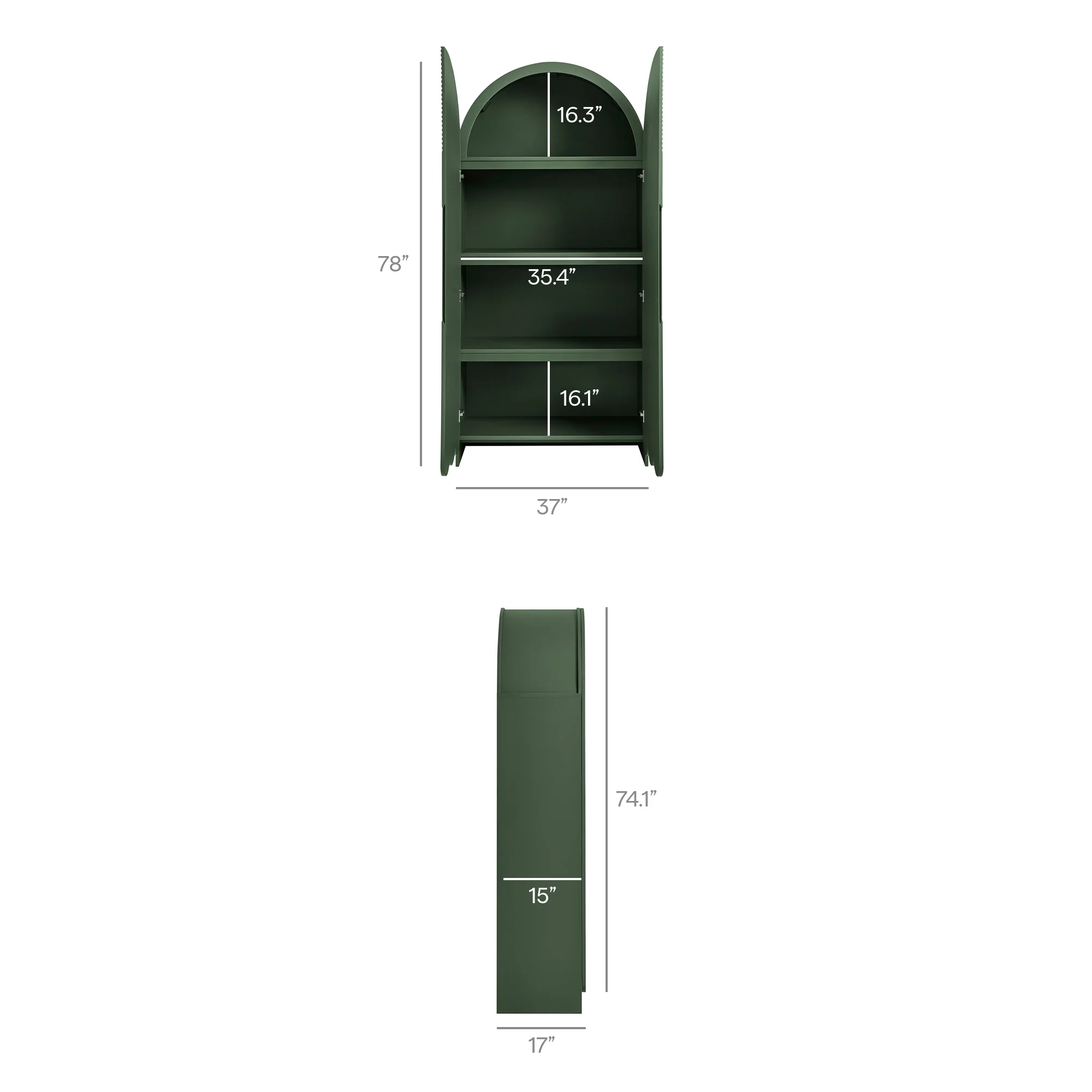 Dahlia 78 Inch Fluted and Scalloped Arched Storage Cabinet by Modway - Image 10