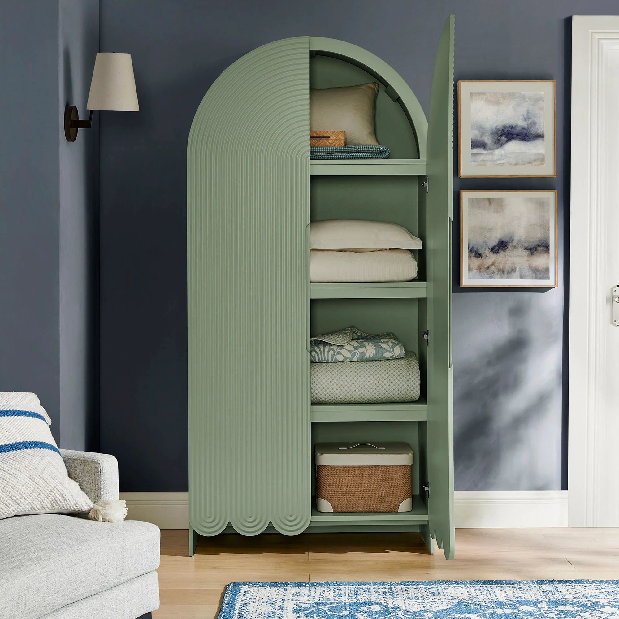 Dahlia 78 Inch Fluted and Scalloped Arched Storage Cabinet by Modway - Image 18