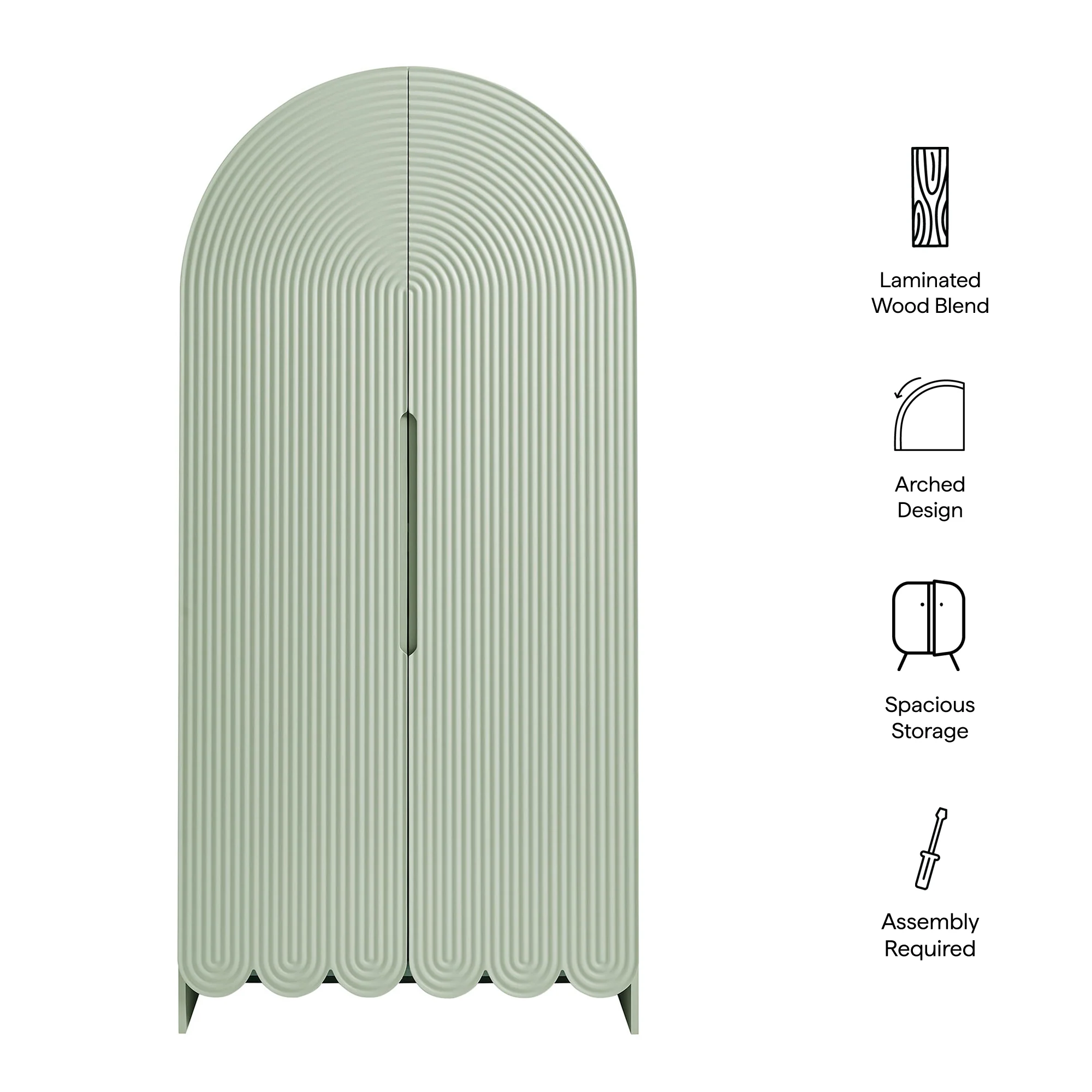 Dahlia 78 Inch Fluted and Scalloped Arched Storage Cabinet by Modway - Image 19