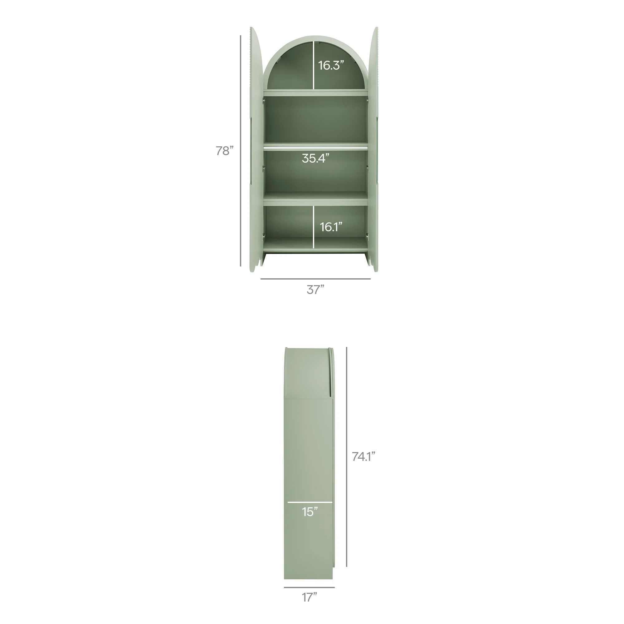 Dahlia 78 Inch Fluted and Scalloped Arched Storage Cabinet by Modway - Image 20