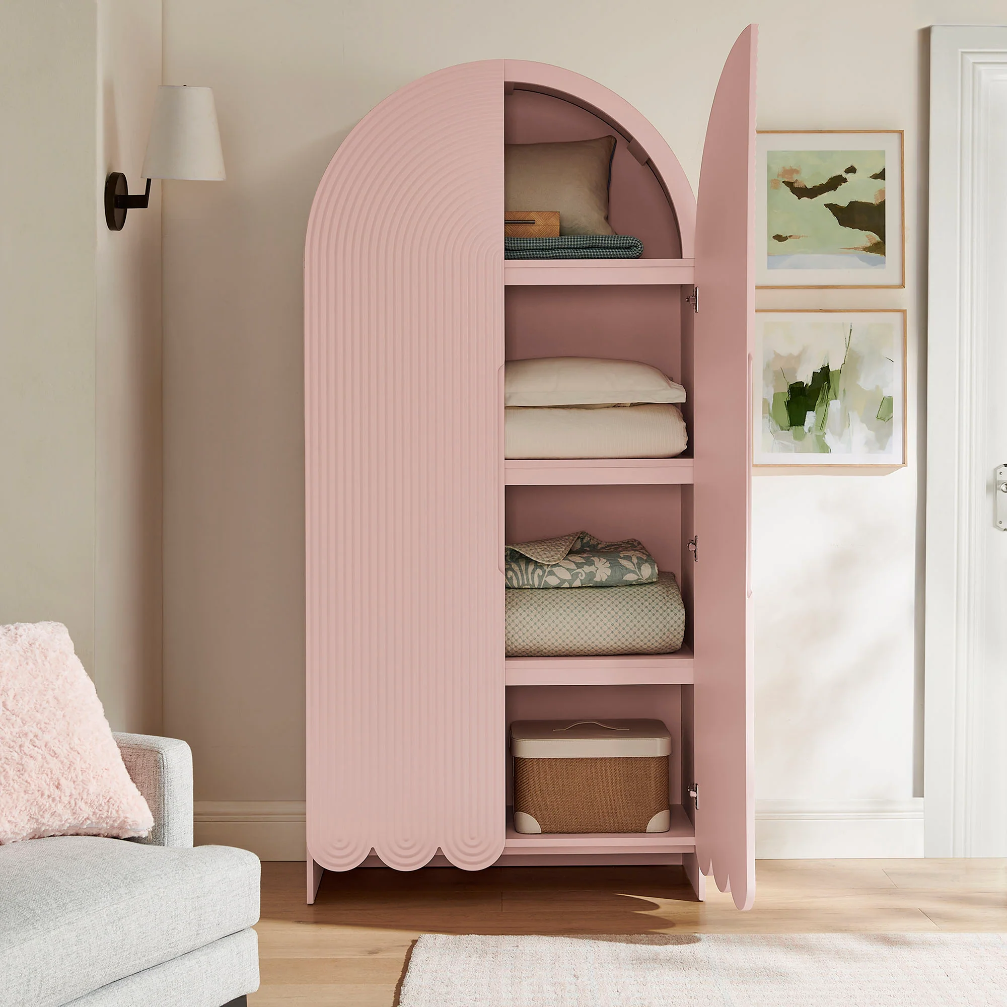 Dahlia 78 Inch Fluted and Scalloped Arched Storage Cabinet by Modway - Image 28