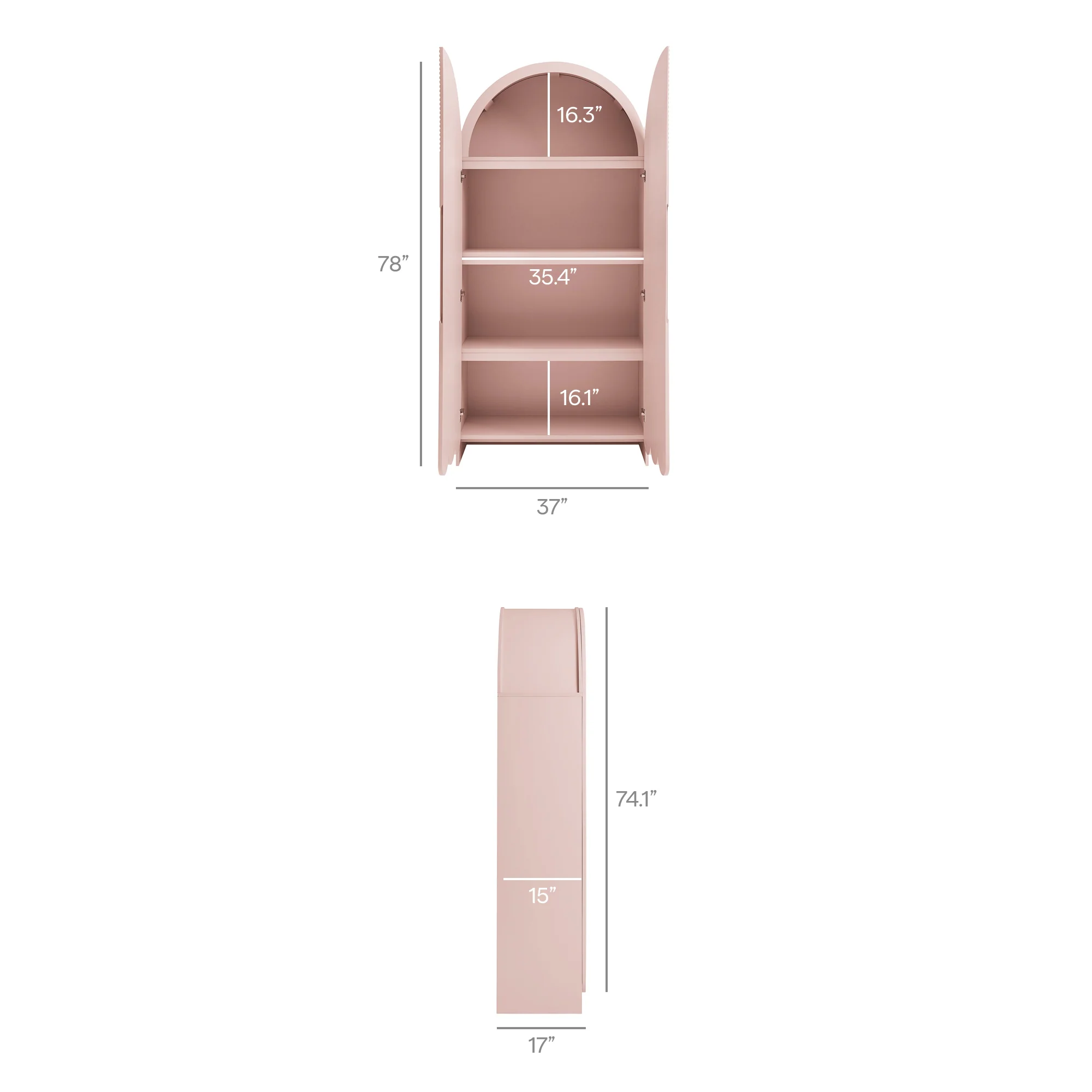 Dahlia 78 Inch Fluted and Scalloped Arched Storage Cabinet by Modway - Image 30