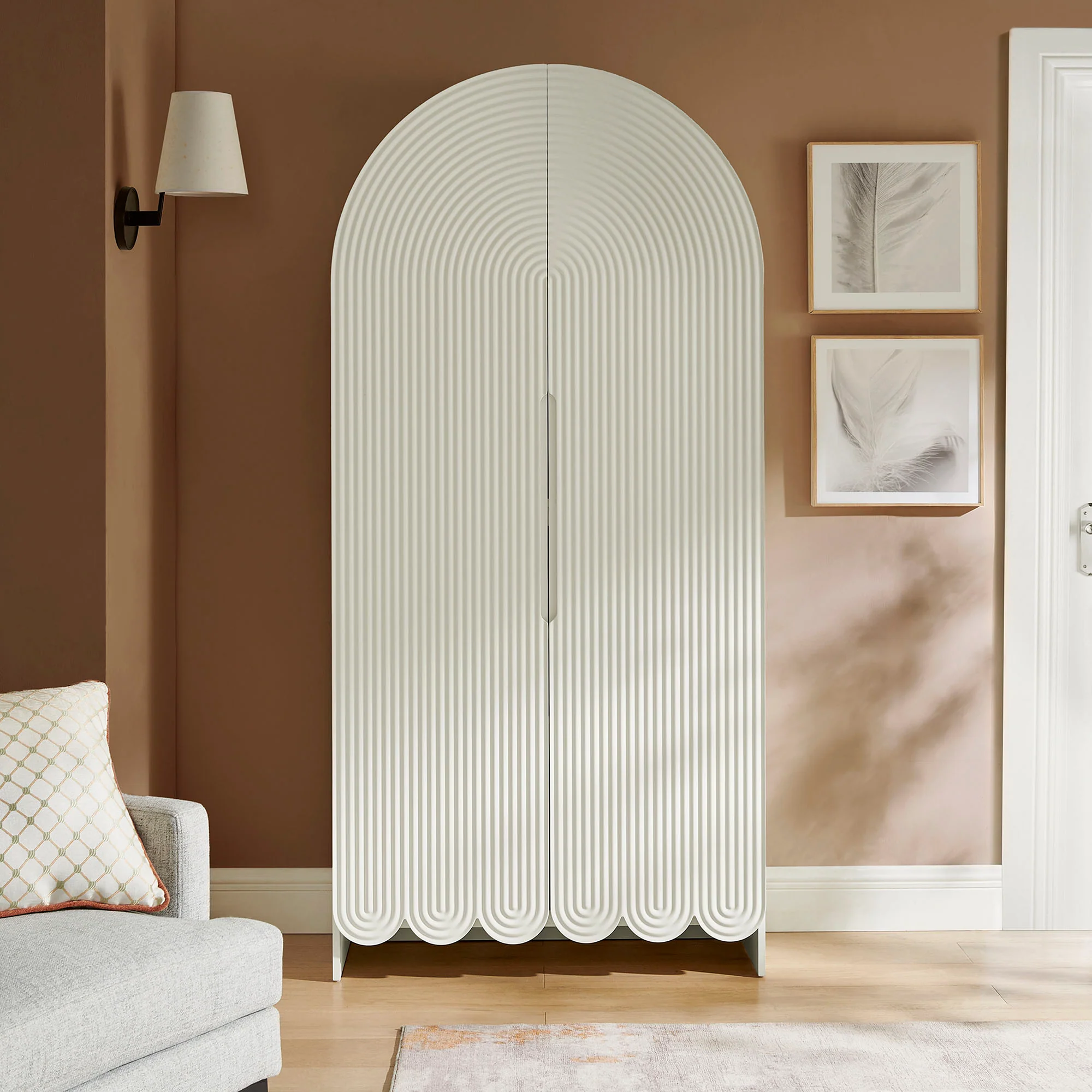 Dahlia 78 Inch Fluted and Scalloped Arched Storage Cabinet by Modway - Image 37