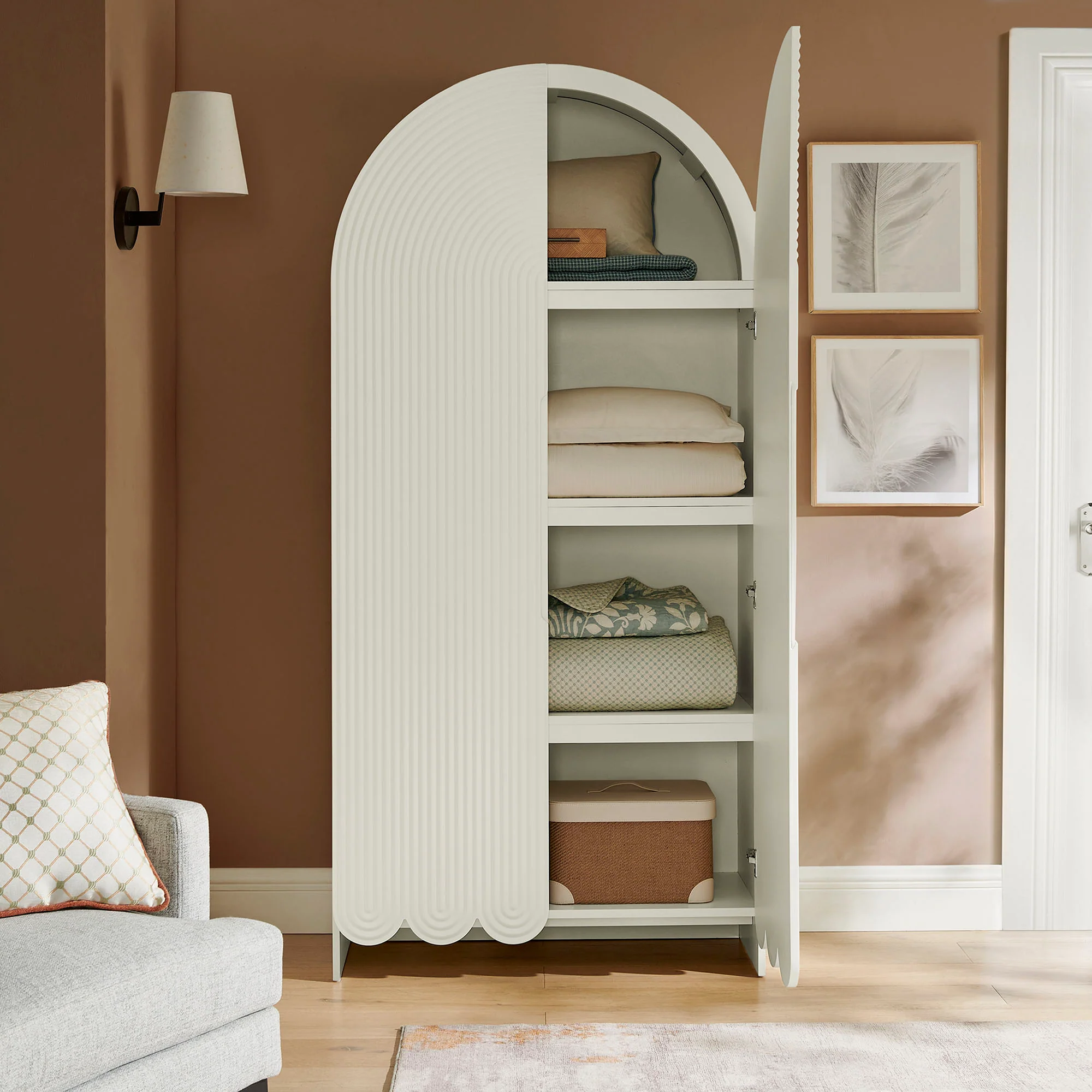 Dahlia 78 Inch Fluted and Scalloped Arched Storage Cabinet by Modway - Image 38