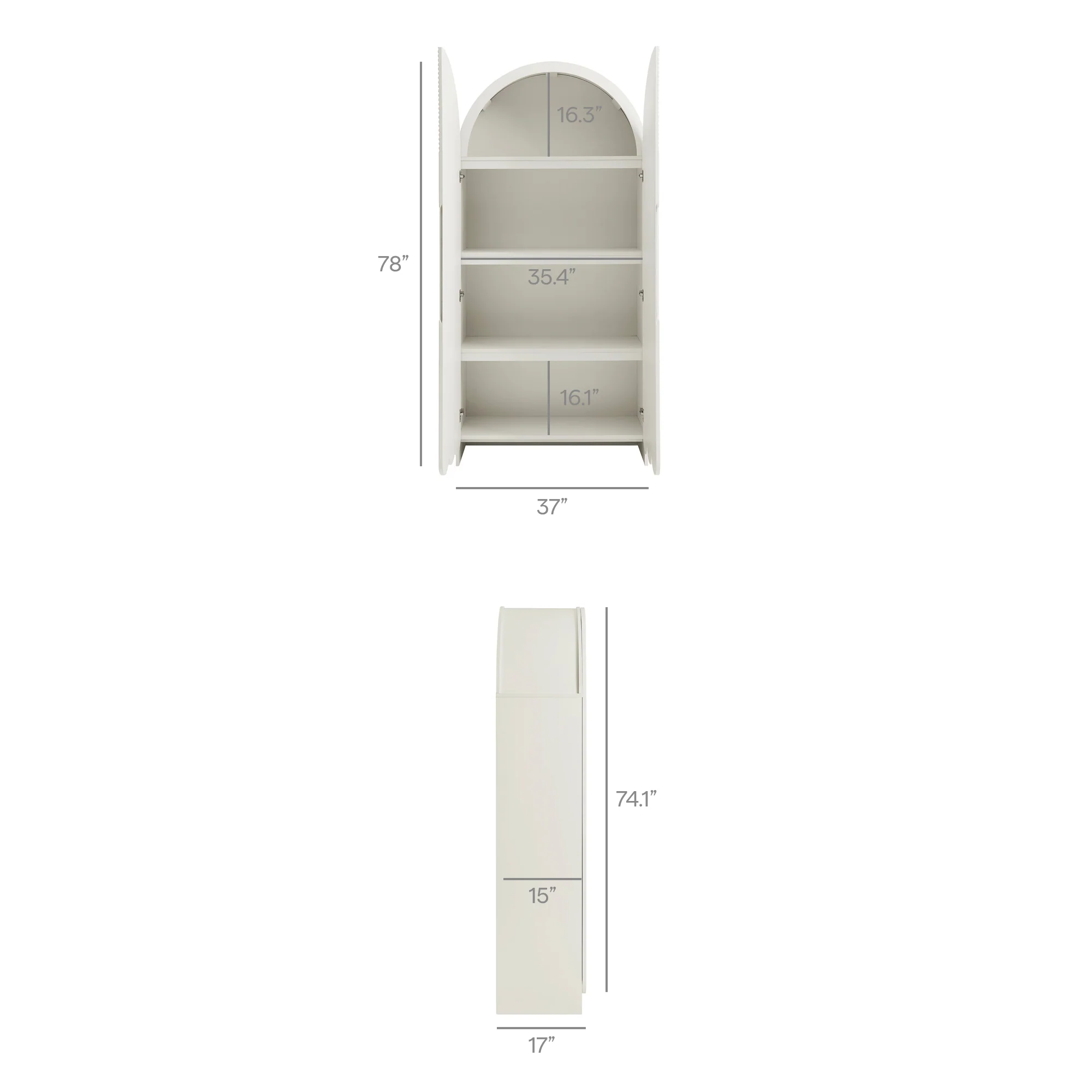 Dahlia 78 Inch Fluted and Scalloped Arched Storage Cabinet by Modway - Image 40