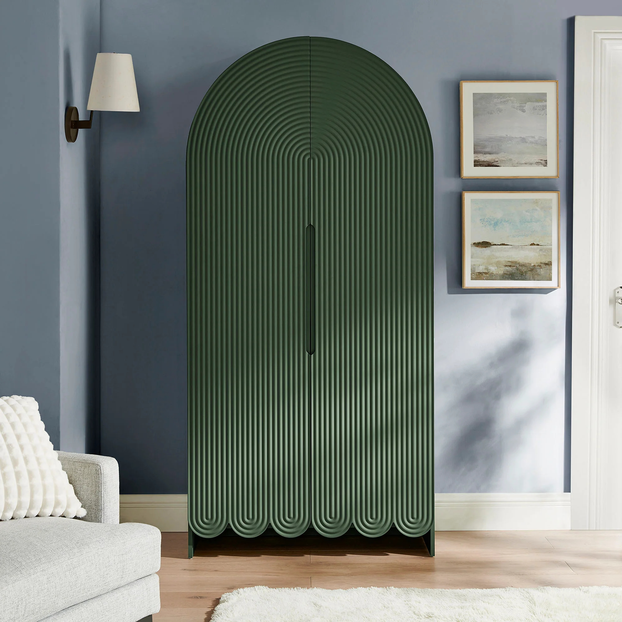 Dahlia 78 Inch Fluted and Scalloped Arched Storage Cabinet by Modway - Image 7