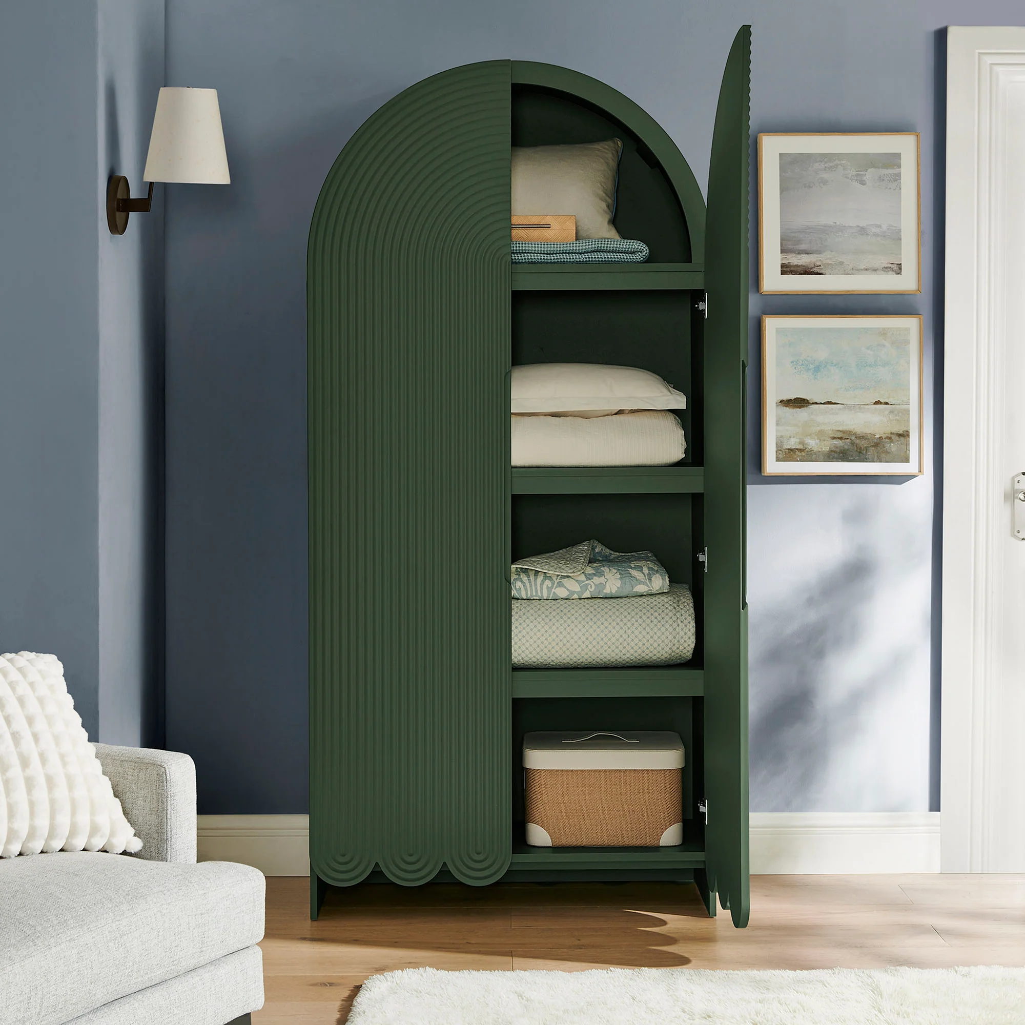 Dahlia 78 Inch Fluted and Scalloped Arched Storage Cabinet by Modway - Image 8