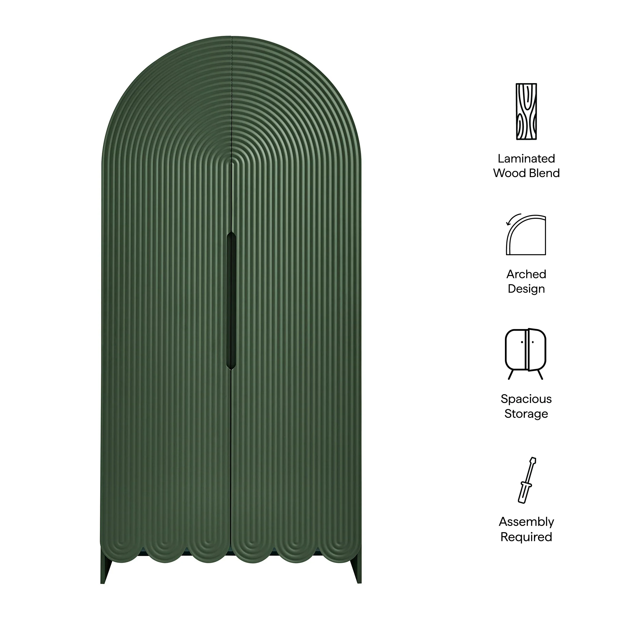 Dahlia 78 Inch Fluted and Scalloped Arched Storage Cabinet by Modway - Image 9