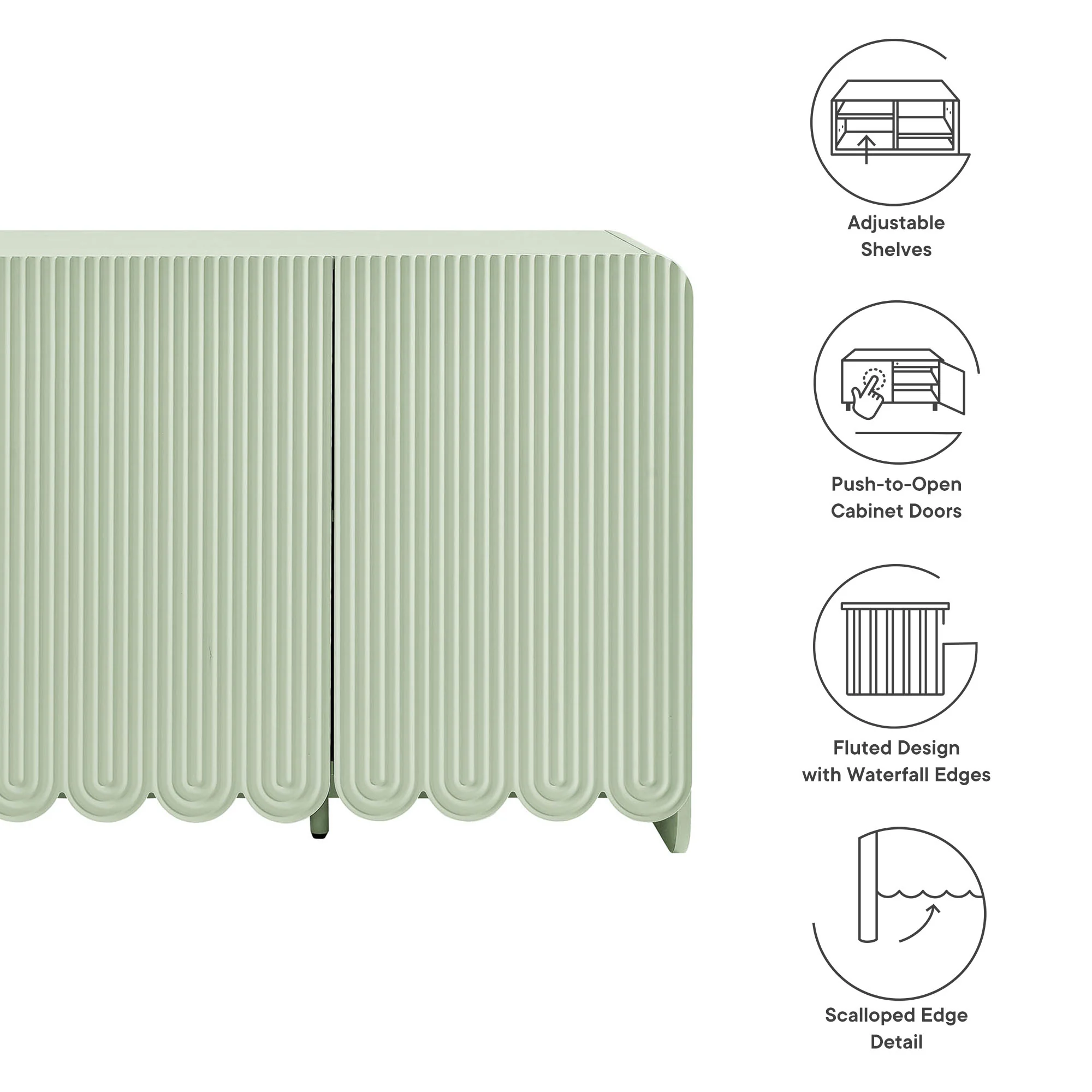 Dahlia Fluted and Scalloped Sideboard Storage Cabinet by Modway - Image 17