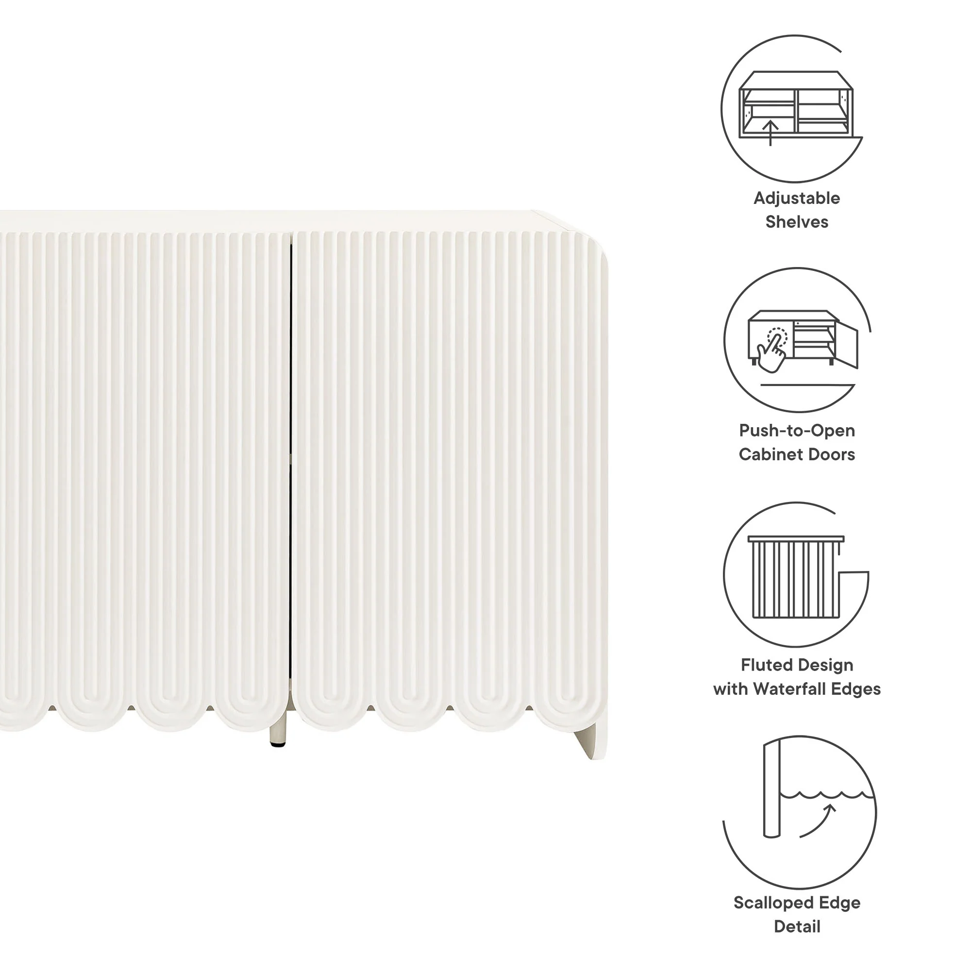 Dahlia Fluted and Scalloped Sideboard Storage Cabinet by Modway - Image 26