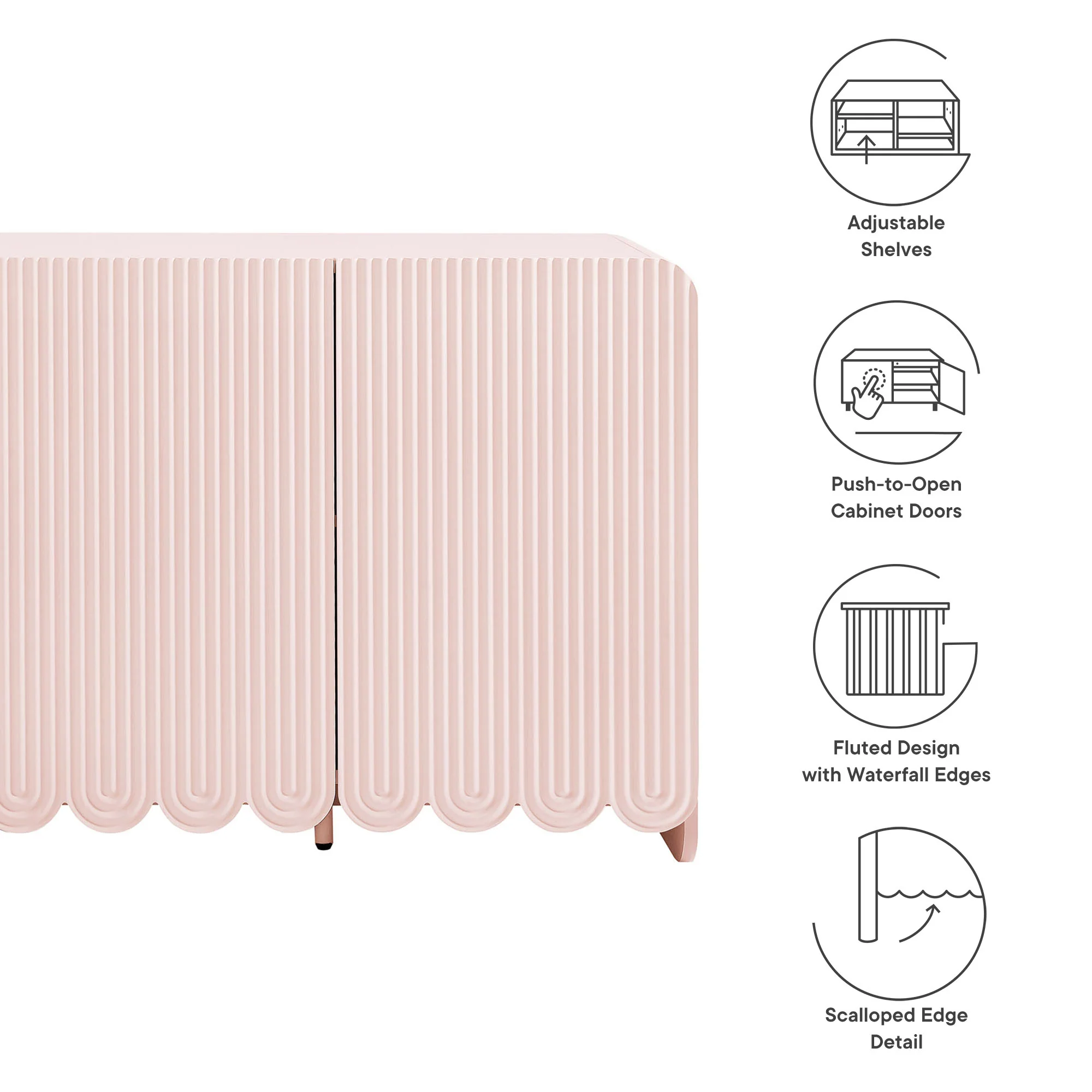 Dahlia Fluted and Scalloped Sideboard Storage Cabinet by Modway - Image 8