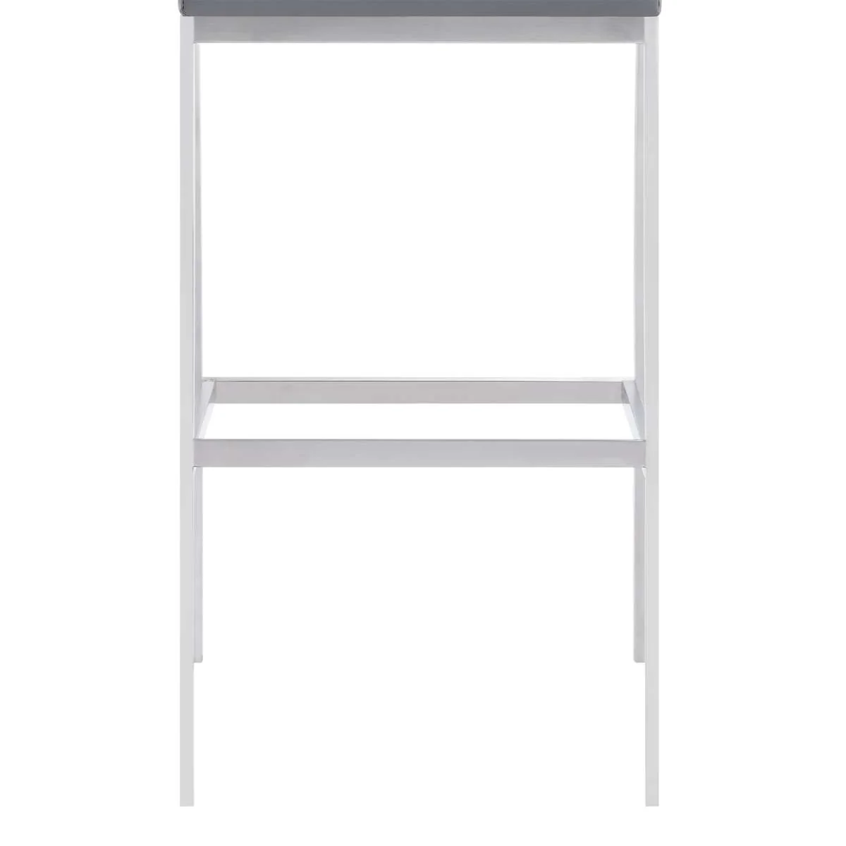 Dakota Mid-Century 30" Counter Height Barstool in Brushed Stainless Steel with Gray Faux Leather and Walnut Wood Finish Back By Armen Living - Image 5