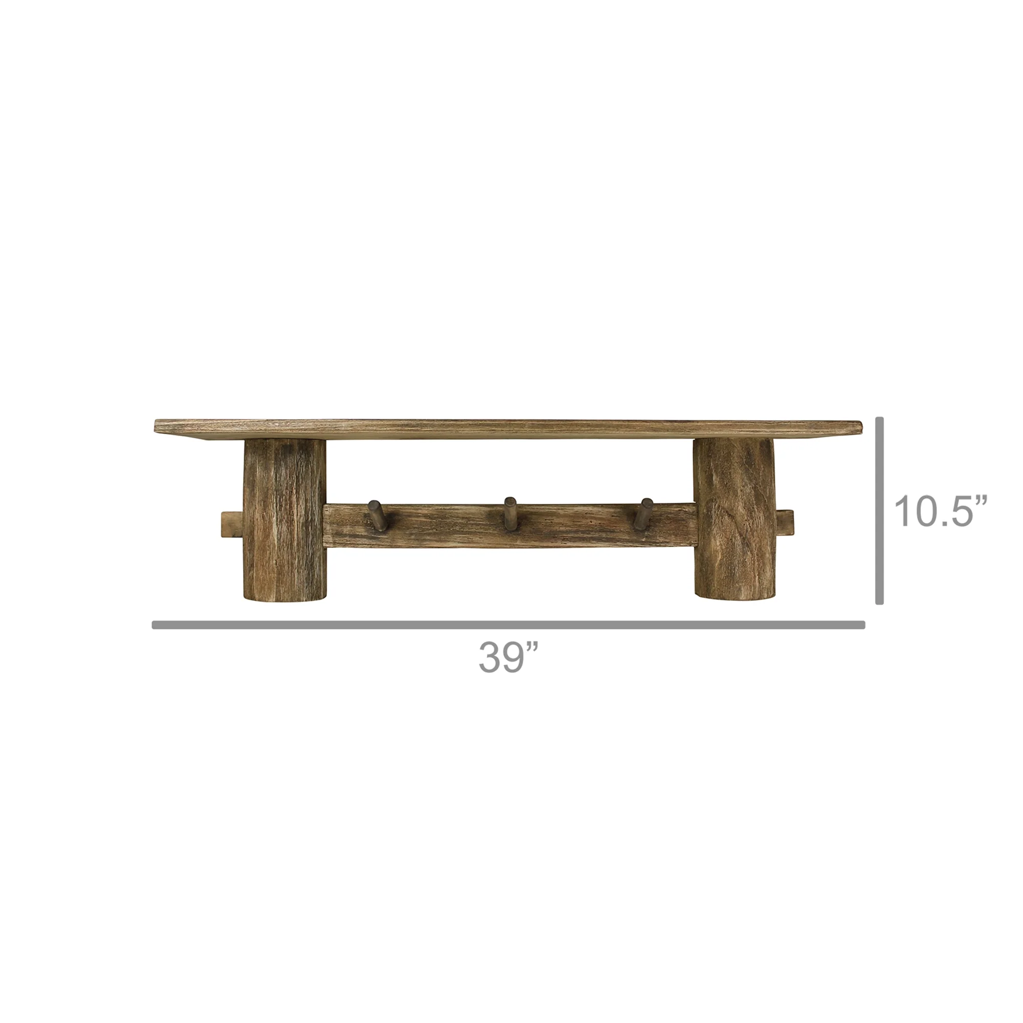 Dakota Shelf with Pegs, Wood By HomArt - Image 3