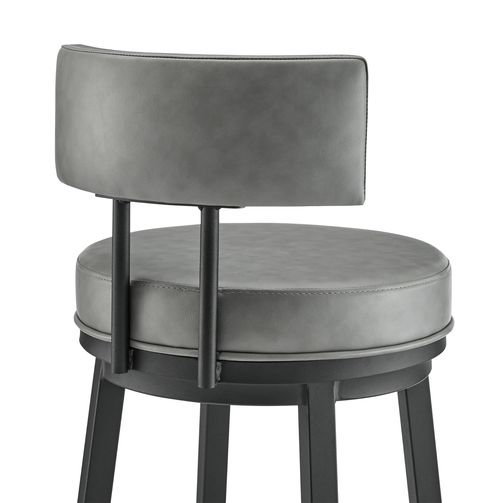 Dalza Swivel Counter or Bar Stool in Black Finish with Grey Faux Leather By Armen Living - Image 10
