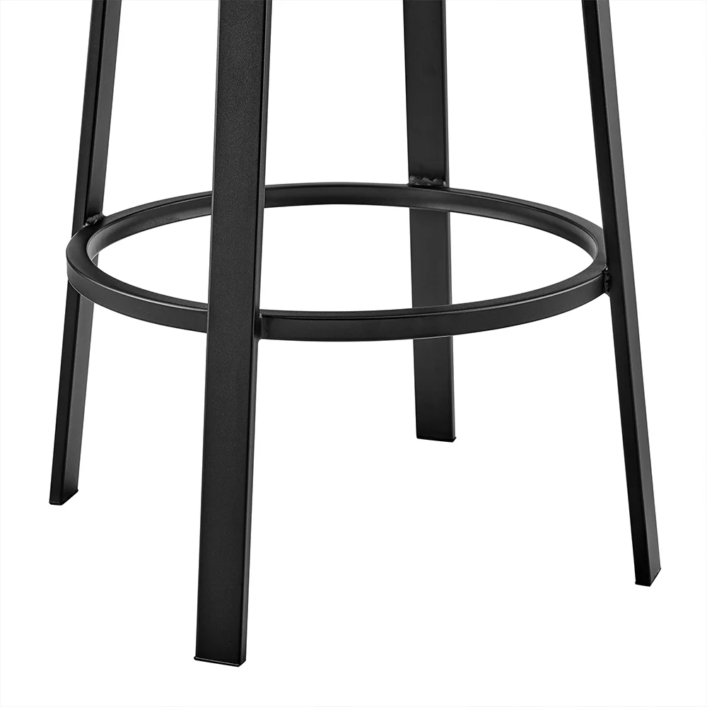 Dalza Swivel Counter or Bar Stool in Black Finish with Grey Faux Leather By Armen Living - Image 8