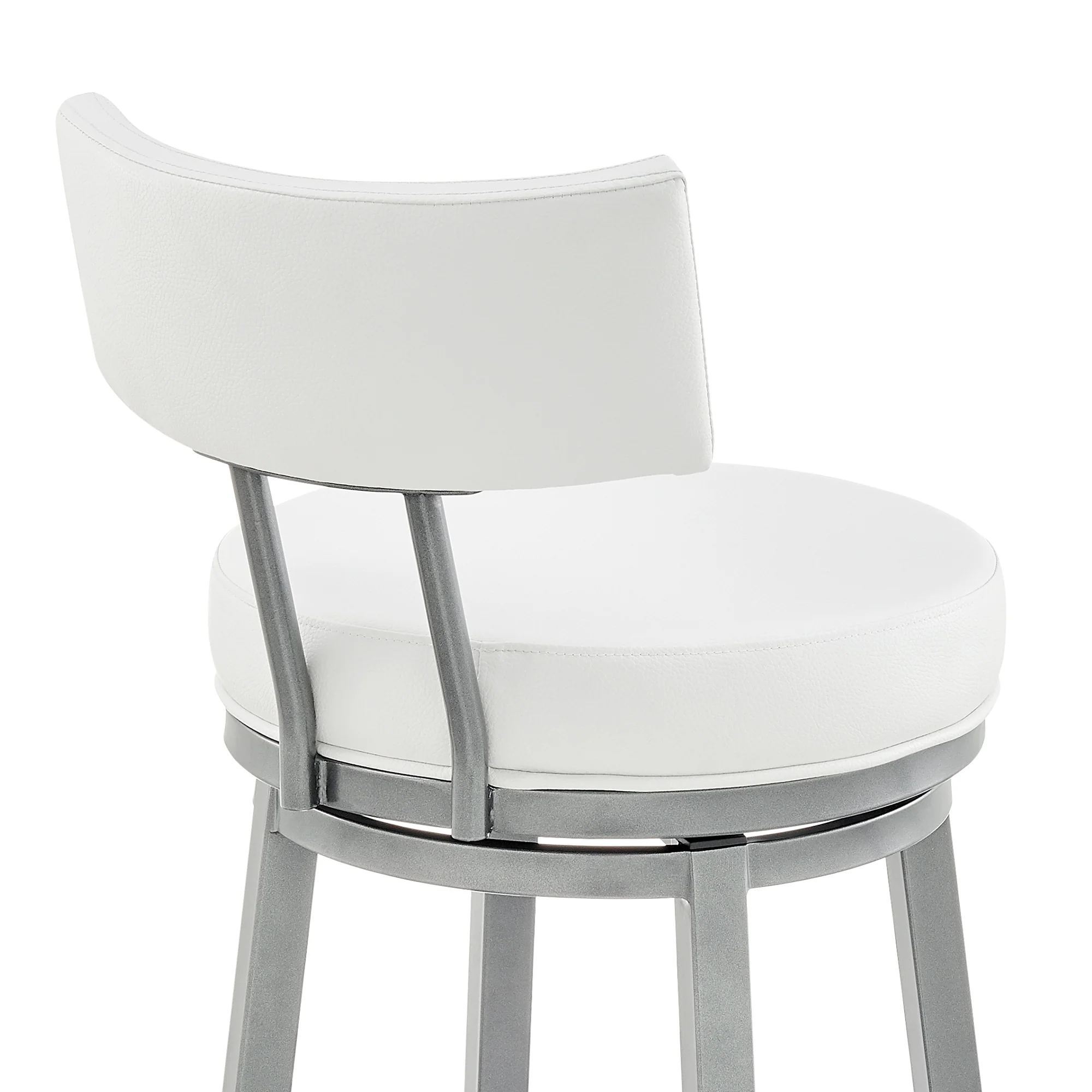 Dalza Swivel Counter or Bar Stool in Cloud Finish with White Faux Leather By Armen Living - Image 10