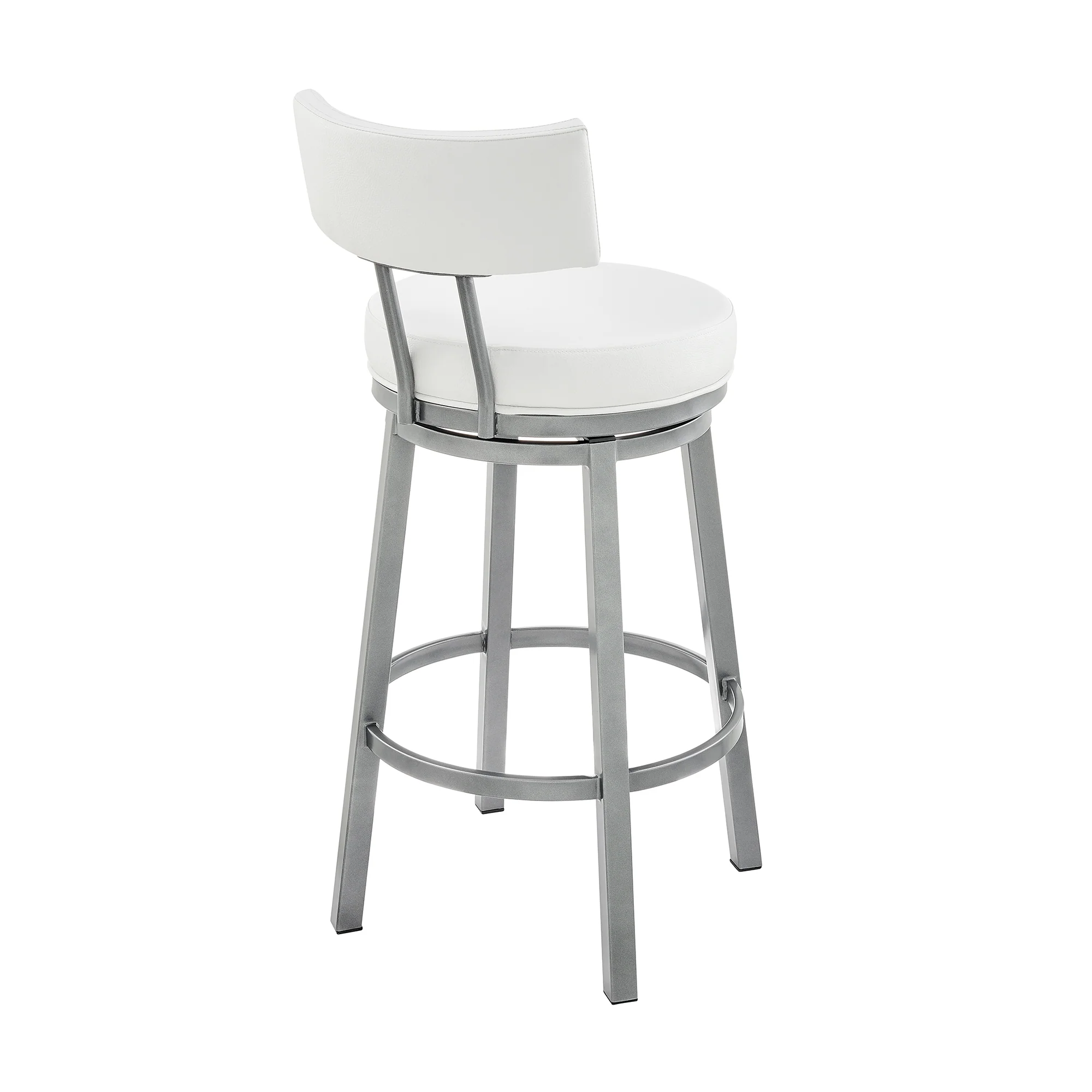 Dalza Swivel Counter or Bar Stool in Cloud Finish with White Faux Leather By Armen Living - Image 5