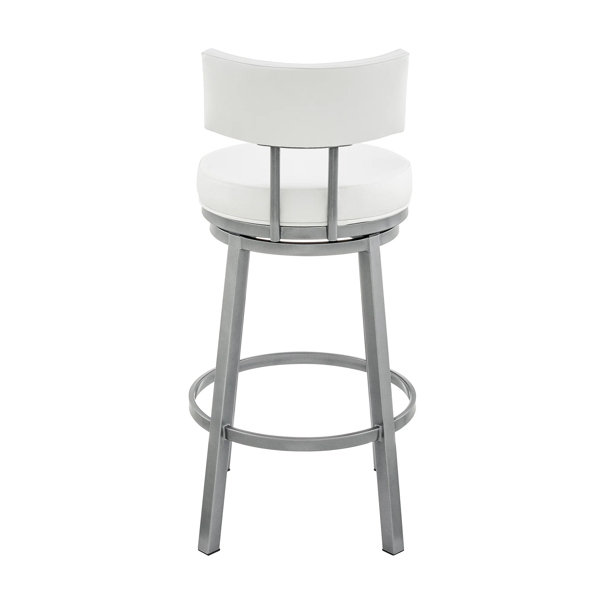 Dalza Swivel Counter or Bar Stool in Cloud Finish with White Faux Leather By Armen Living - Image 6