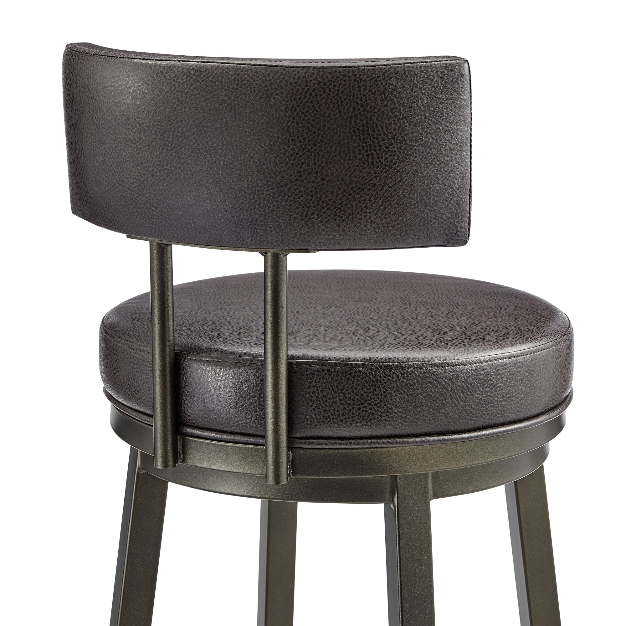 Dalza Swivel Counter or Bar Stool in Mocha Finish with Brown Faux Leather By Armen Living - Image 10