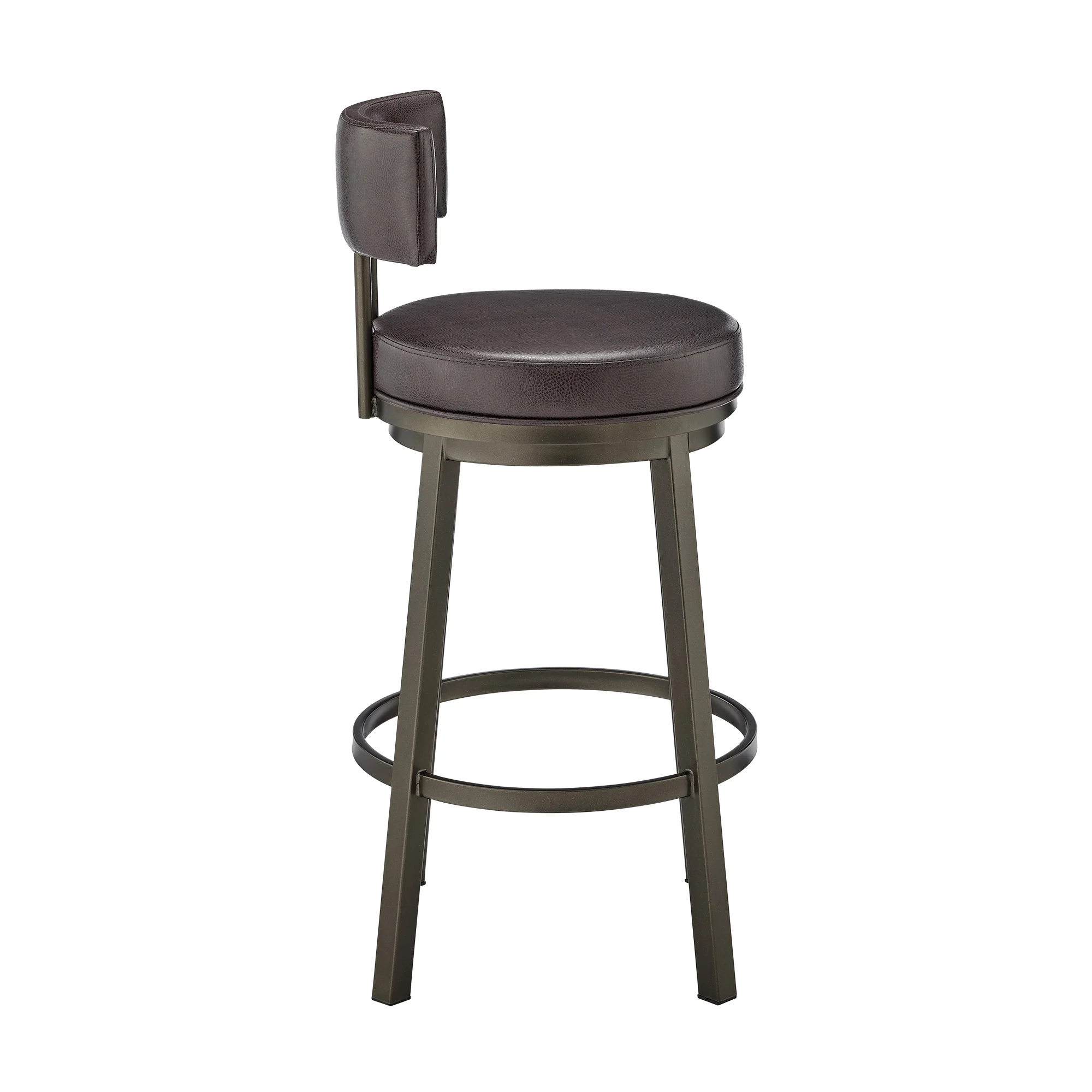 Dalza Swivel Counter or Bar Stool in Mocha Finish with Brown Faux Leather By Armen Living - Image 4