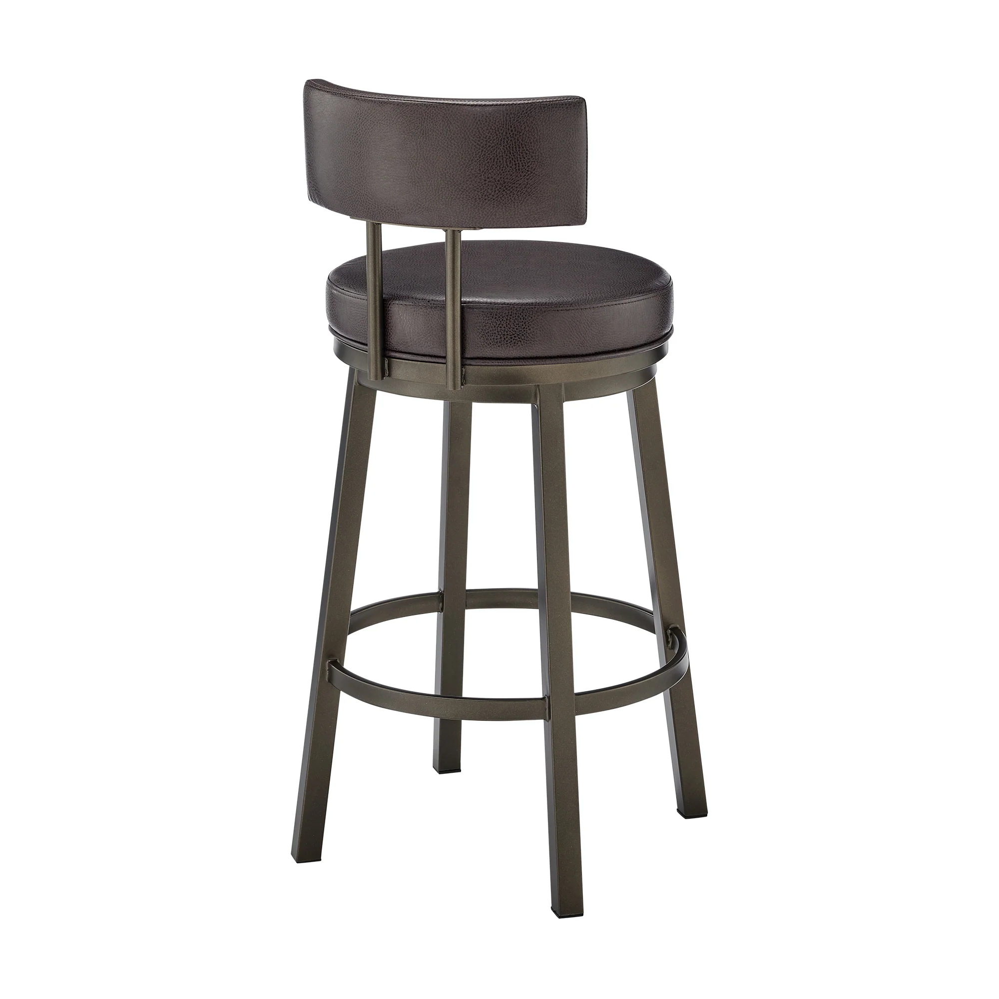 Dalza Swivel Counter or Bar Stool in Mocha Finish with Brown Faux Leather By Armen Living - Image 5