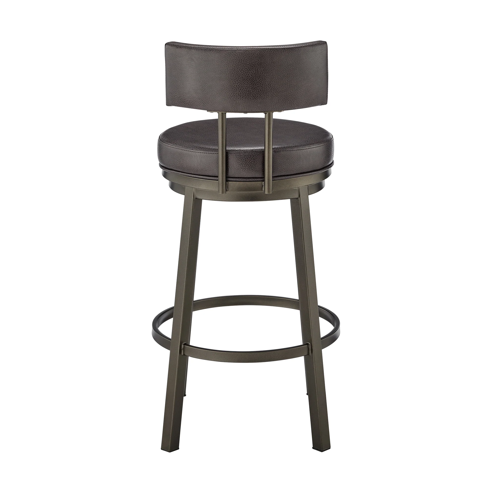 Dalza Swivel Counter or Bar Stool in Mocha Finish with Brown Faux Leather By Armen Living - Image 6