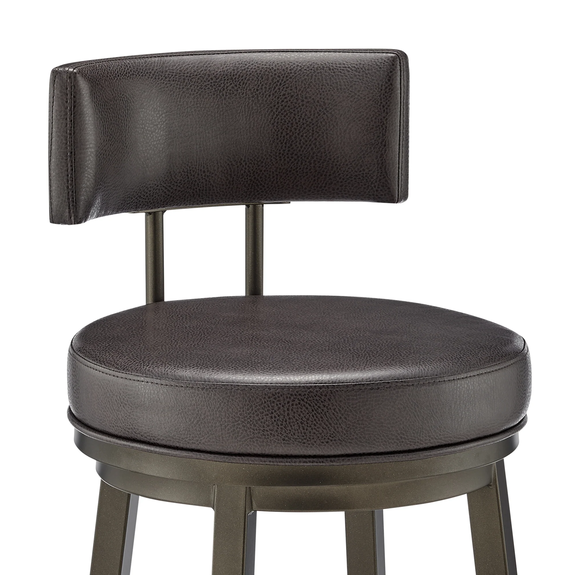 Dalza Swivel Counter or Bar Stool in Mocha Finish with Brown Faux Leather By Armen Living - Image 7