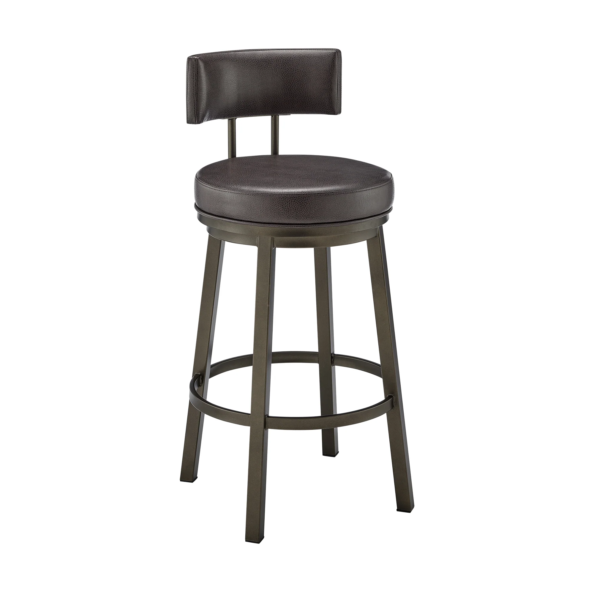 Dalza Swivel Counter or Bar Stool in Mocha Finish with Brown Faux Leather By Armen Living - Image 2