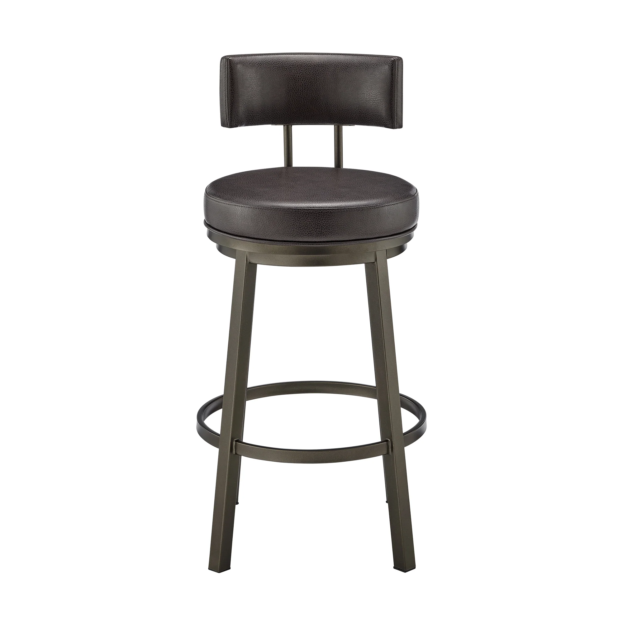Dalza Swivel Counter or Bar Stool in Mocha Finish with Brown Faux Leather By Armen Living - Image 3