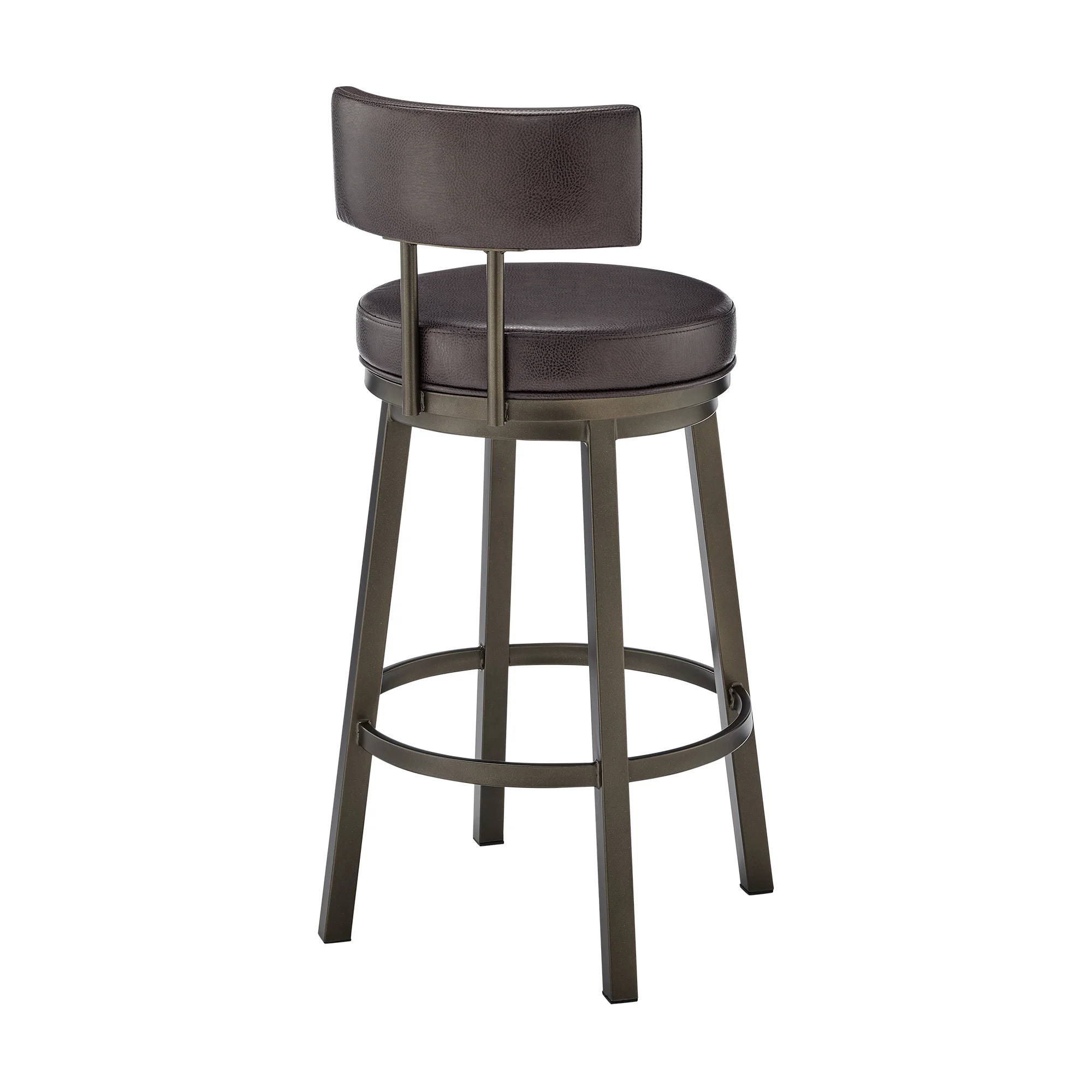 Dalza Swivel Counter or Bar Stool in Mocha Finish with Brown Faux Leather By Armen Living - Image 5