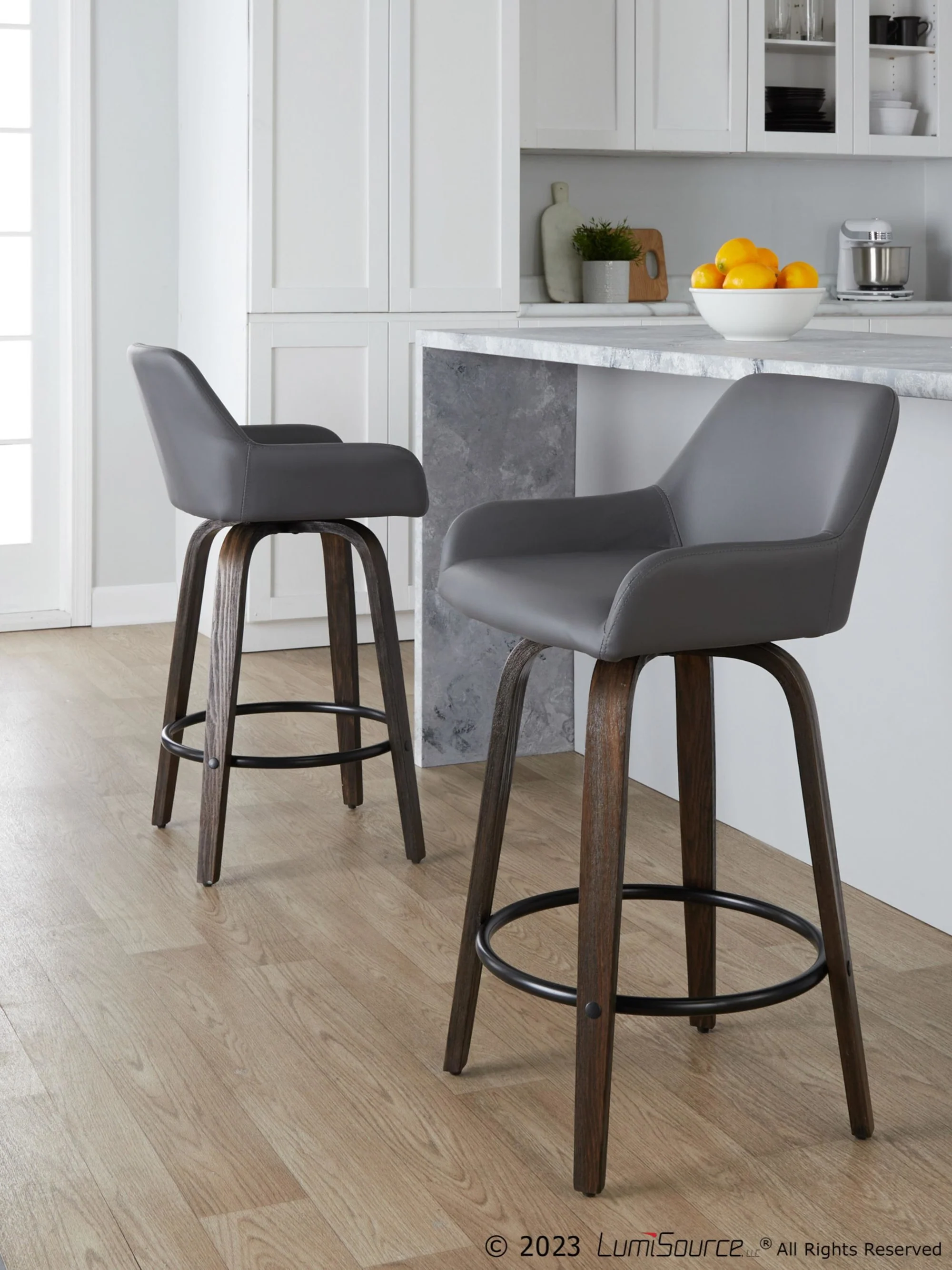 Daniella 26" Fixed-Height Counter Stool - Set of 2 By LumiSource - B26-DNLAPU-GRTZQ2 BNCAM2 - Image 11