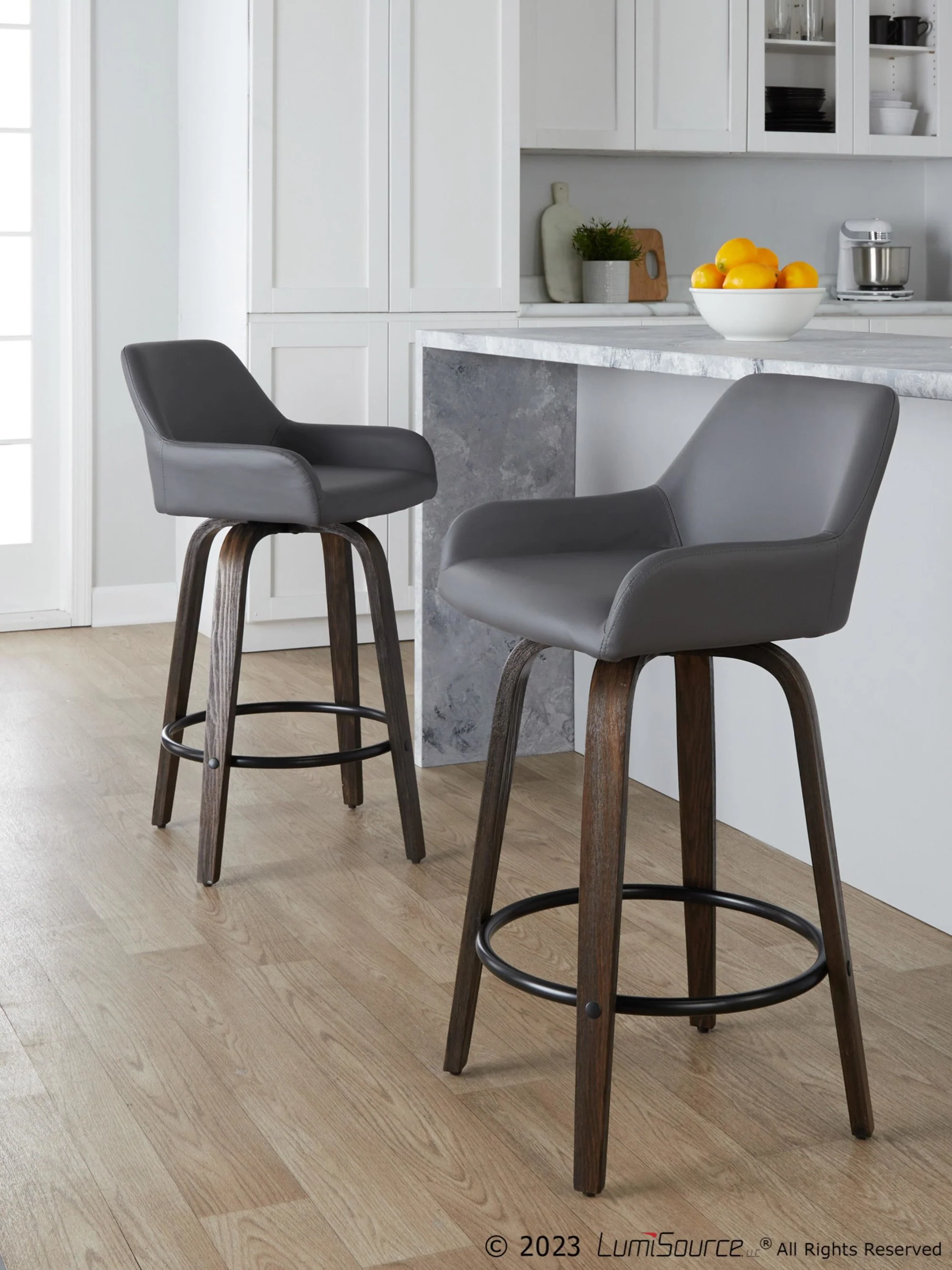 Daniella 26" Fixed-Height Counter Stool - Set of 2 By LumiSource - B26-DNLAPU-GRTZQ2 BNCAM2 - Image 12