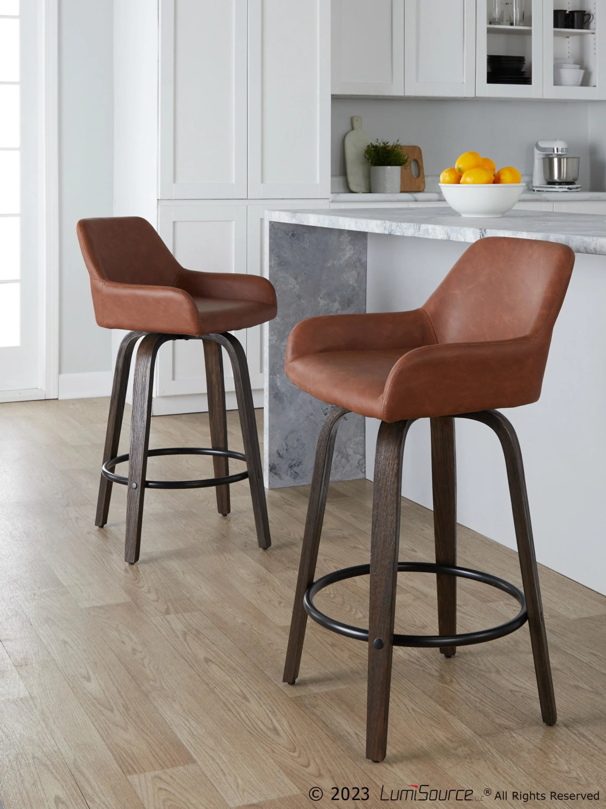 Daniella 26" Fixed-Height Counter Stool - Set of 2 By LumiSource - B26-DNLAPU-GRTZQ2 BNCAM2 - Image 2