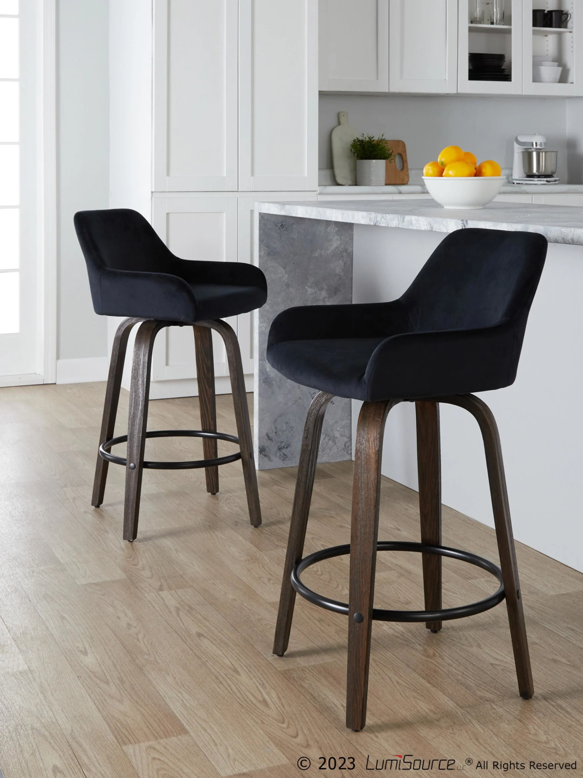 Daniella 26" Fixed-Height Counter Stool - Set of 2 By LumiSource - B26-DNLAV-GRTZQ2 BNBK2 - Image 2