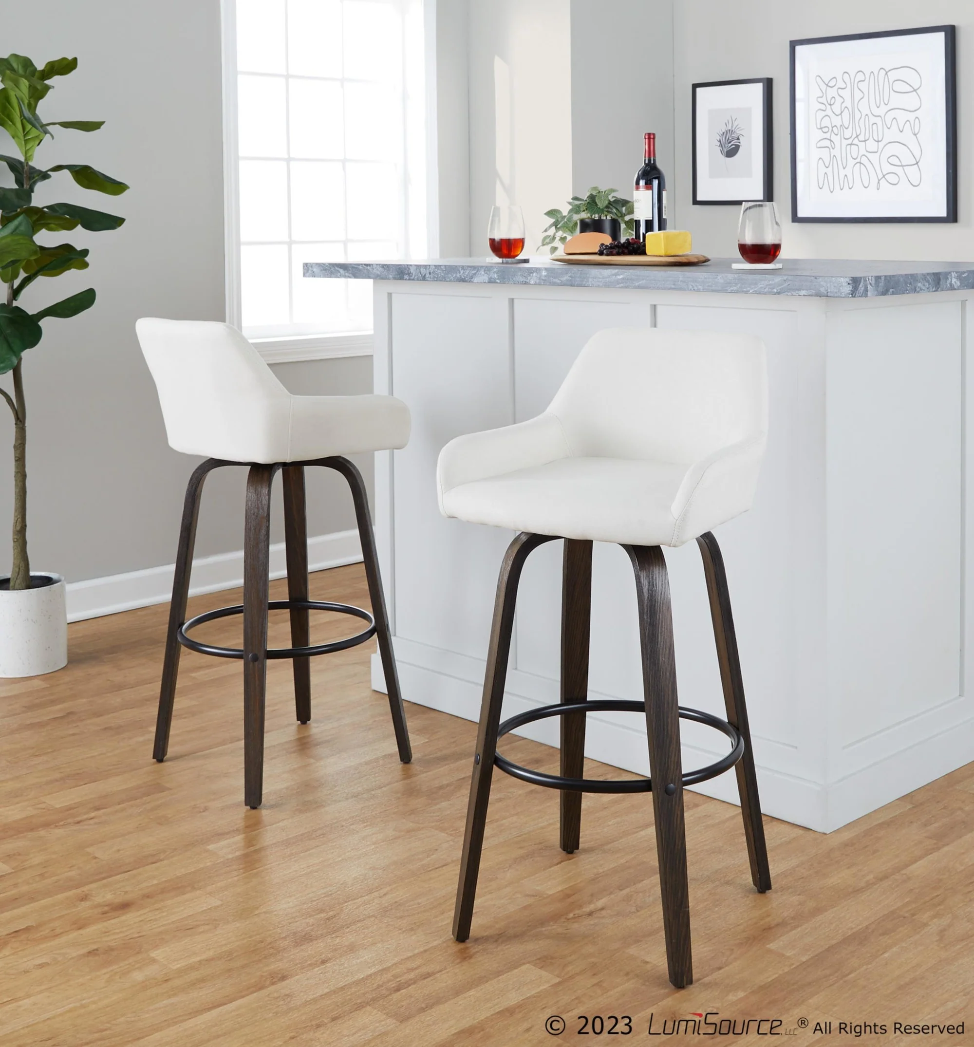 Daniella 30" Fixed-Height Barstool - Set of 2 By LumiSource - B30-DNLAFB-GRTZQ2 BNCR2 - Image 2
