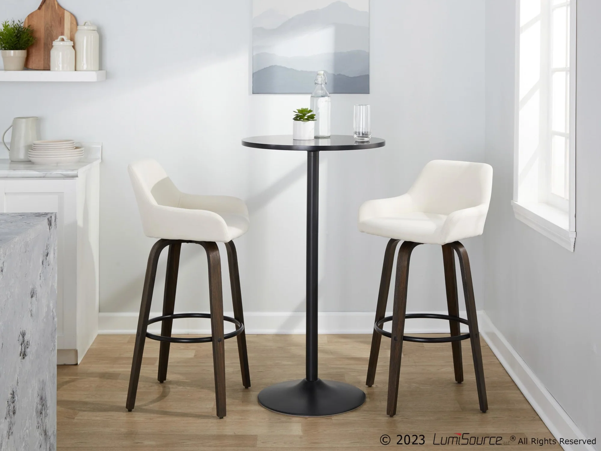 Daniella 30" Fixed-Height Barstool - Set of 2 By LumiSource - B30-DNLAFB-GRTZQ2 BNCR2 - Image 3
