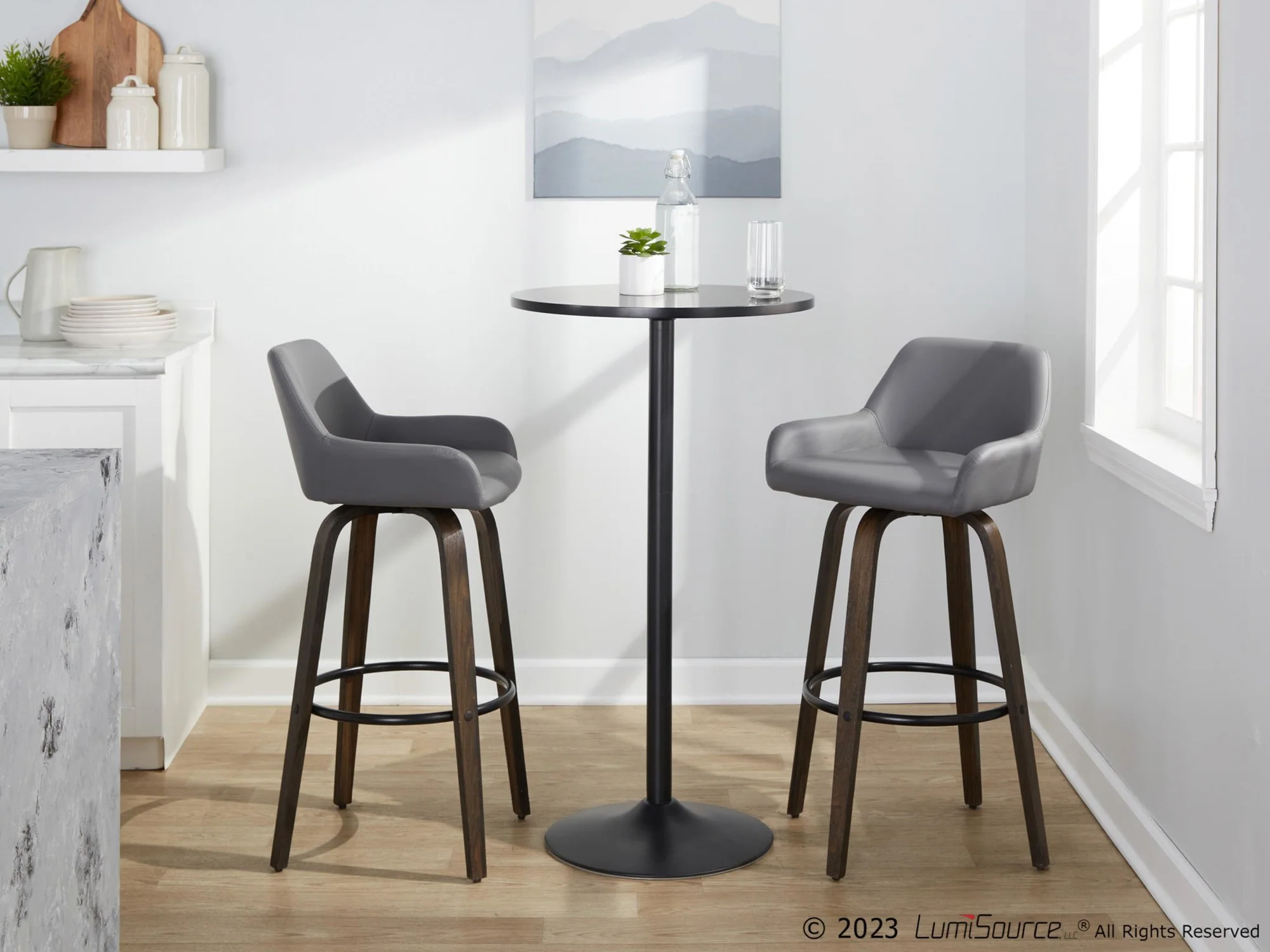 Daniella 30" Fixed-Height Barstool - Set of 2 By LumiSource - B30-DNLAPU-GRTZQ2 BNCAM2 - Image 14