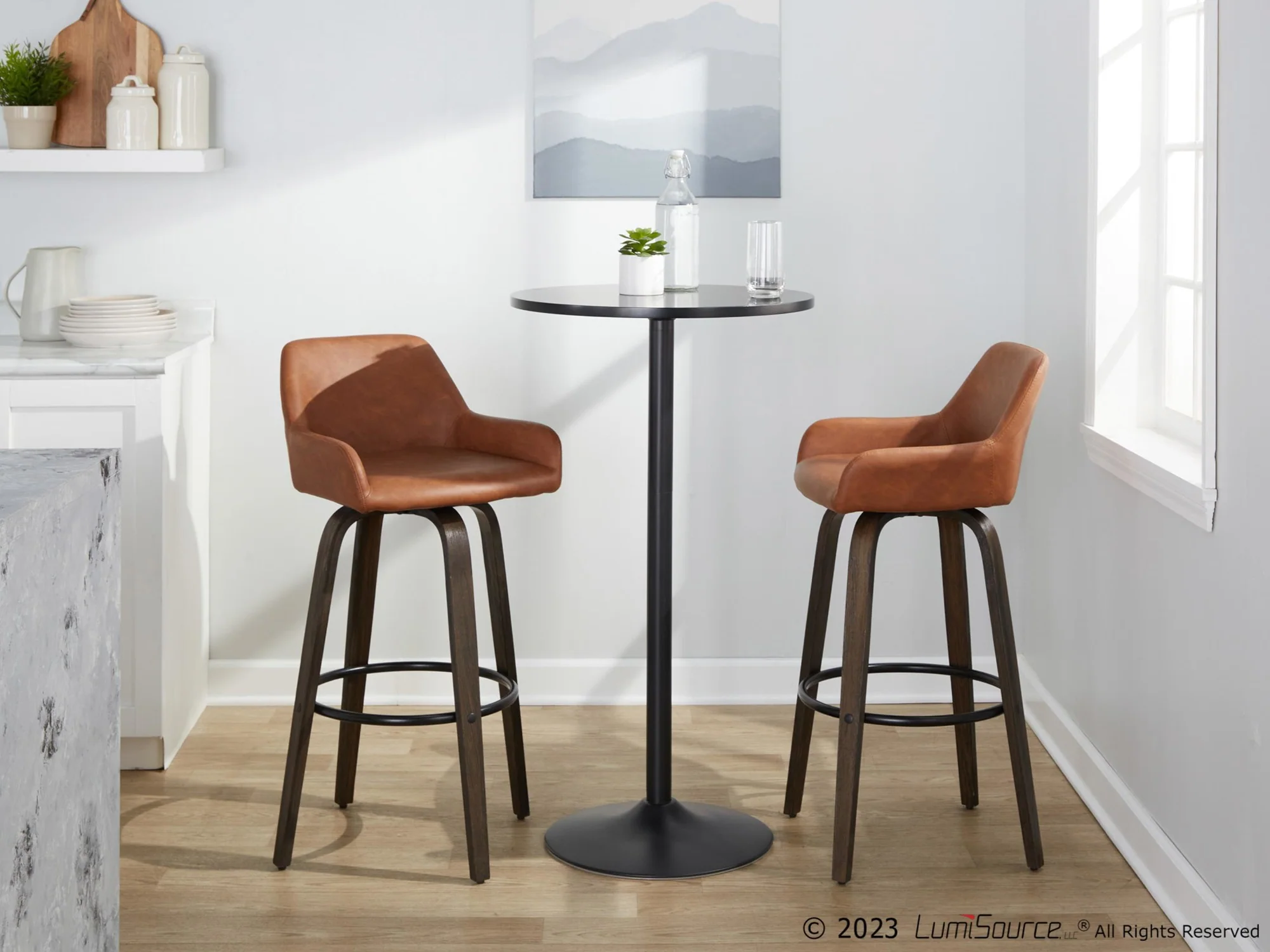 Daniella 30" Fixed-Height Barstool - Set of 2 By LumiSource - B30-DNLAPU-GRTZQ2 BNCAM2 - Image 3