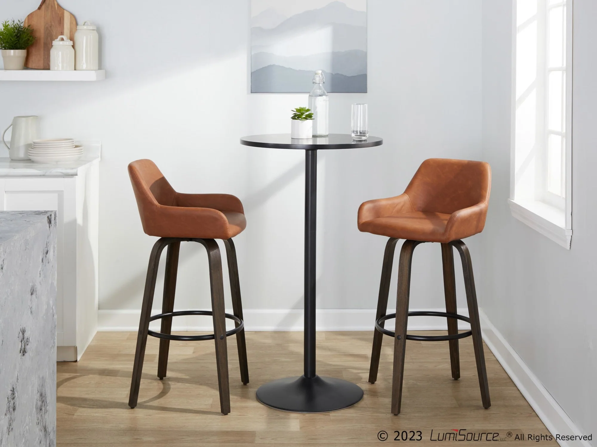 Daniella 30" Fixed-Height Barstool - Set of 2 By LumiSource - B30-DNLAPU-GRTZQ2 BNCAM2 - Image 4