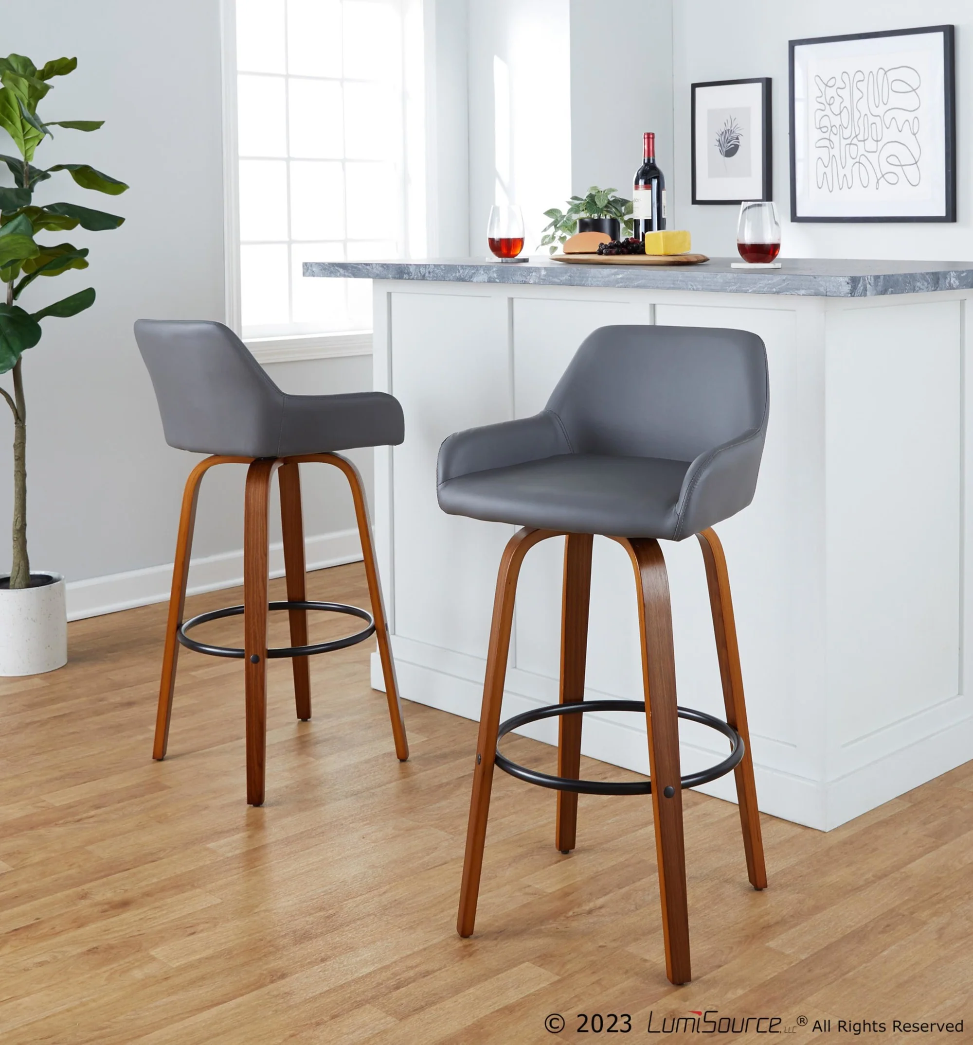 Daniella 30" Fixed-Height Barstool - Set of 2 By LumiSource - B30-DNLAPU-GRTZQ2 WLCAM2 - Image 11