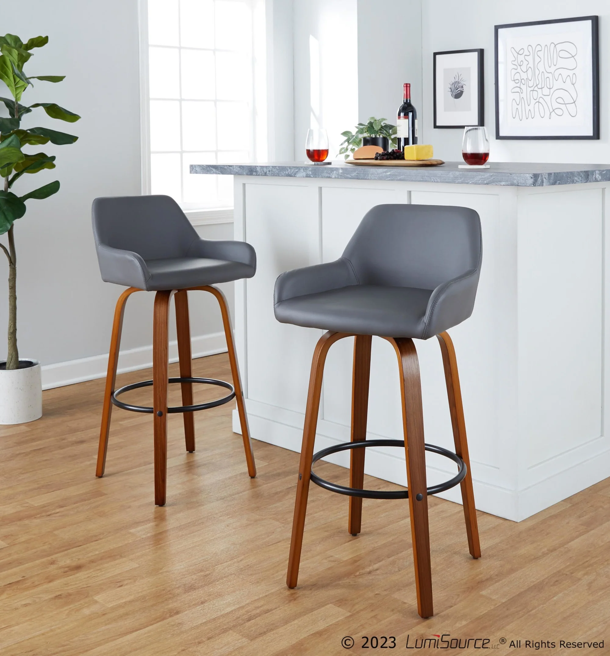 Daniella 30" Fixed-Height Barstool - Set of 2 By LumiSource - B30-DNLAPU-GRTZQ2 WLCAM2 - Image 12