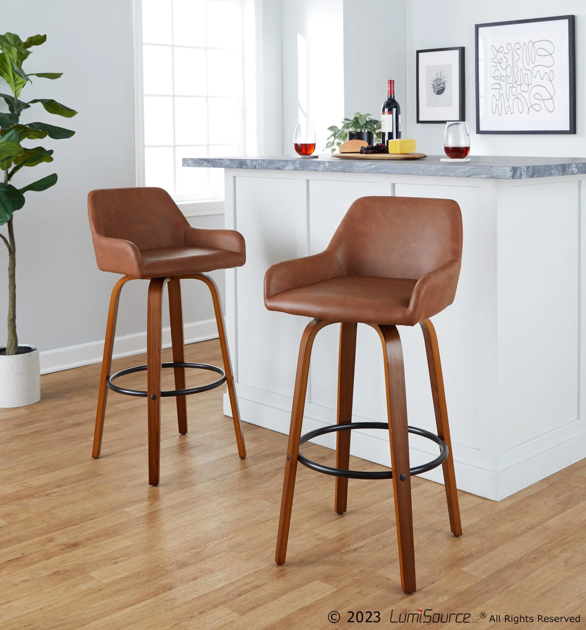 Daniella 30" Fixed-Height Barstool - Set of 2 By LumiSource - B30-DNLAPU-GRTZQ2 WLCAM2 - Image 2