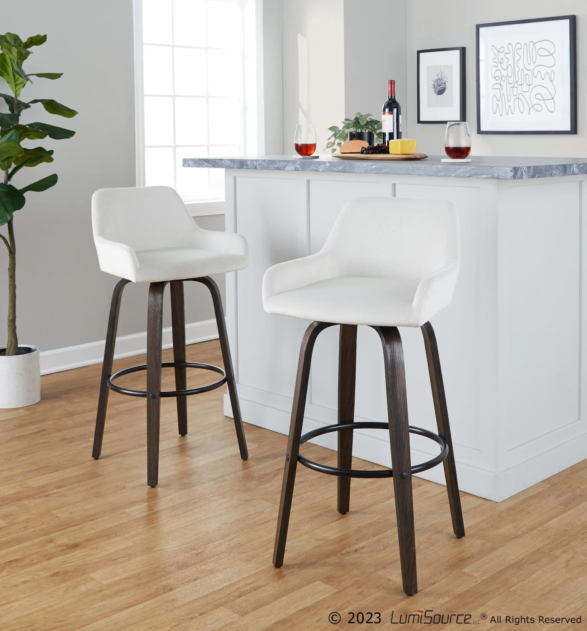 Daniella 30" Fixed-Height Barstool - Set of 2 By LumiSource - B30-DNLAV-GRTZQ2 BNBK2 - Image 12