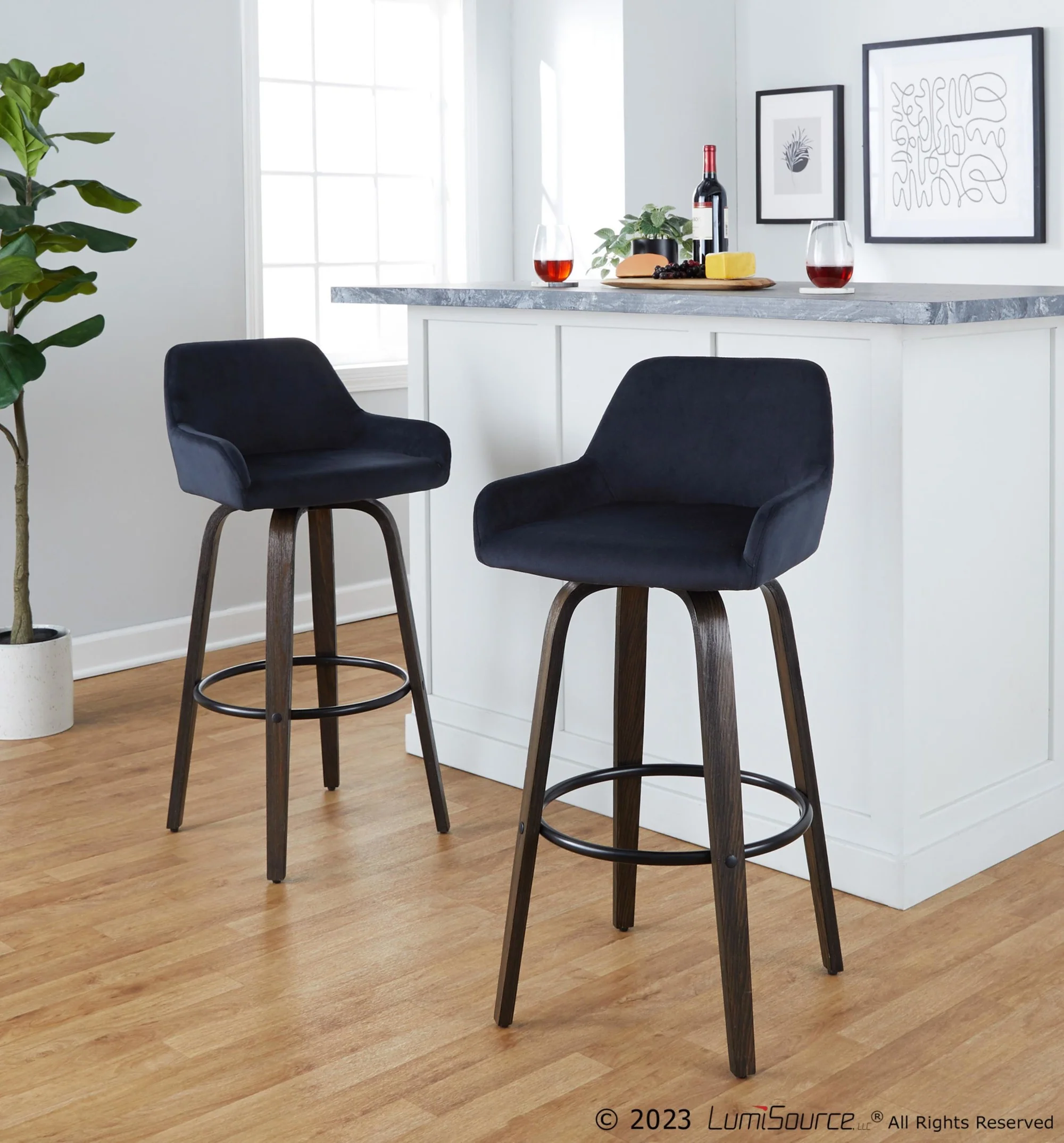 Daniella 30" Fixed-Height Barstool - Set of 2 By LumiSource - B30-DNLAV-GRTZQ2 BNBK2 - Image 2