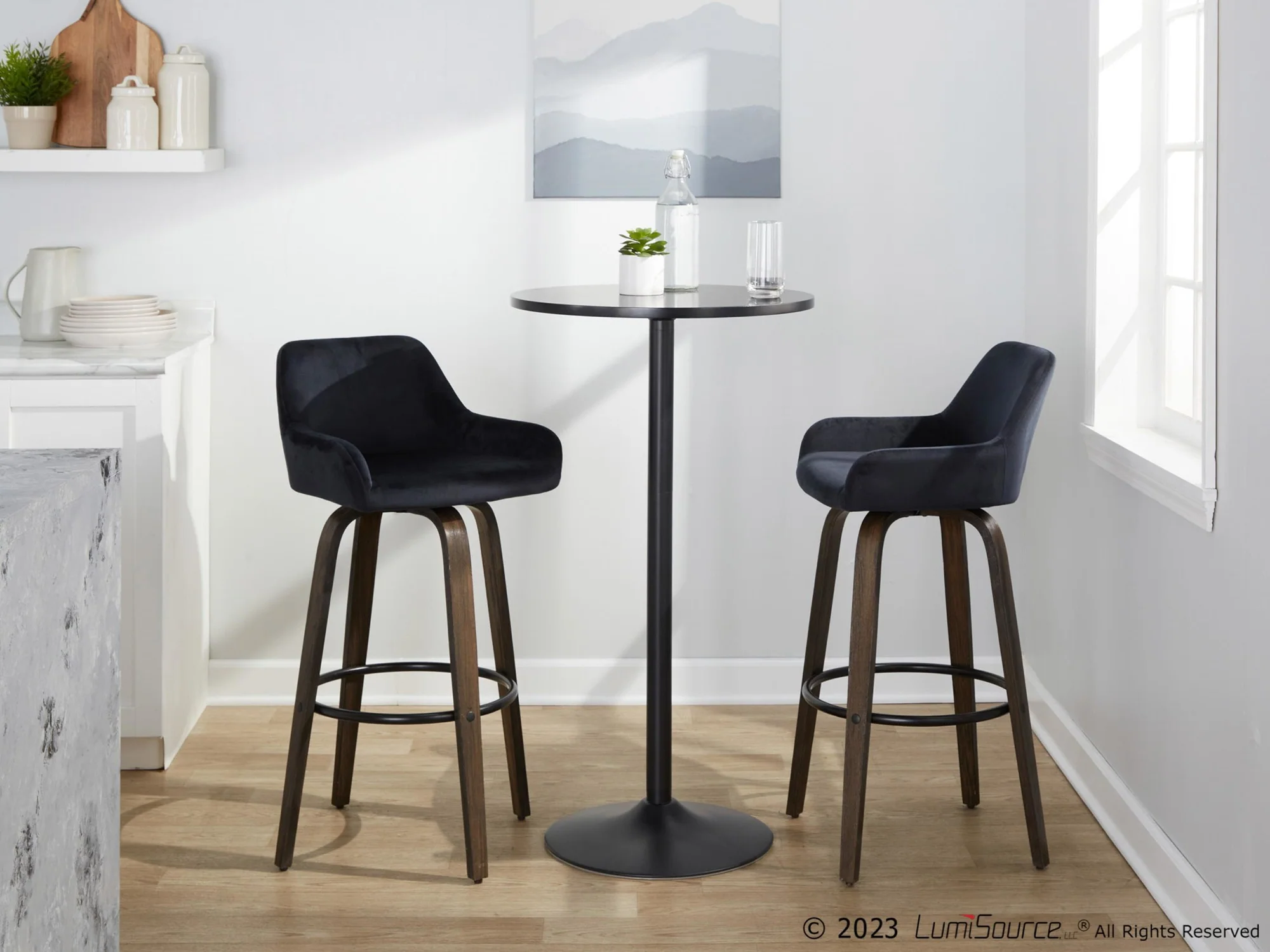 Daniella 30" Fixed-Height Barstool - Set of 2 By LumiSource - B30-DNLAV-GRTZQ2 BNBK2 - Image 3